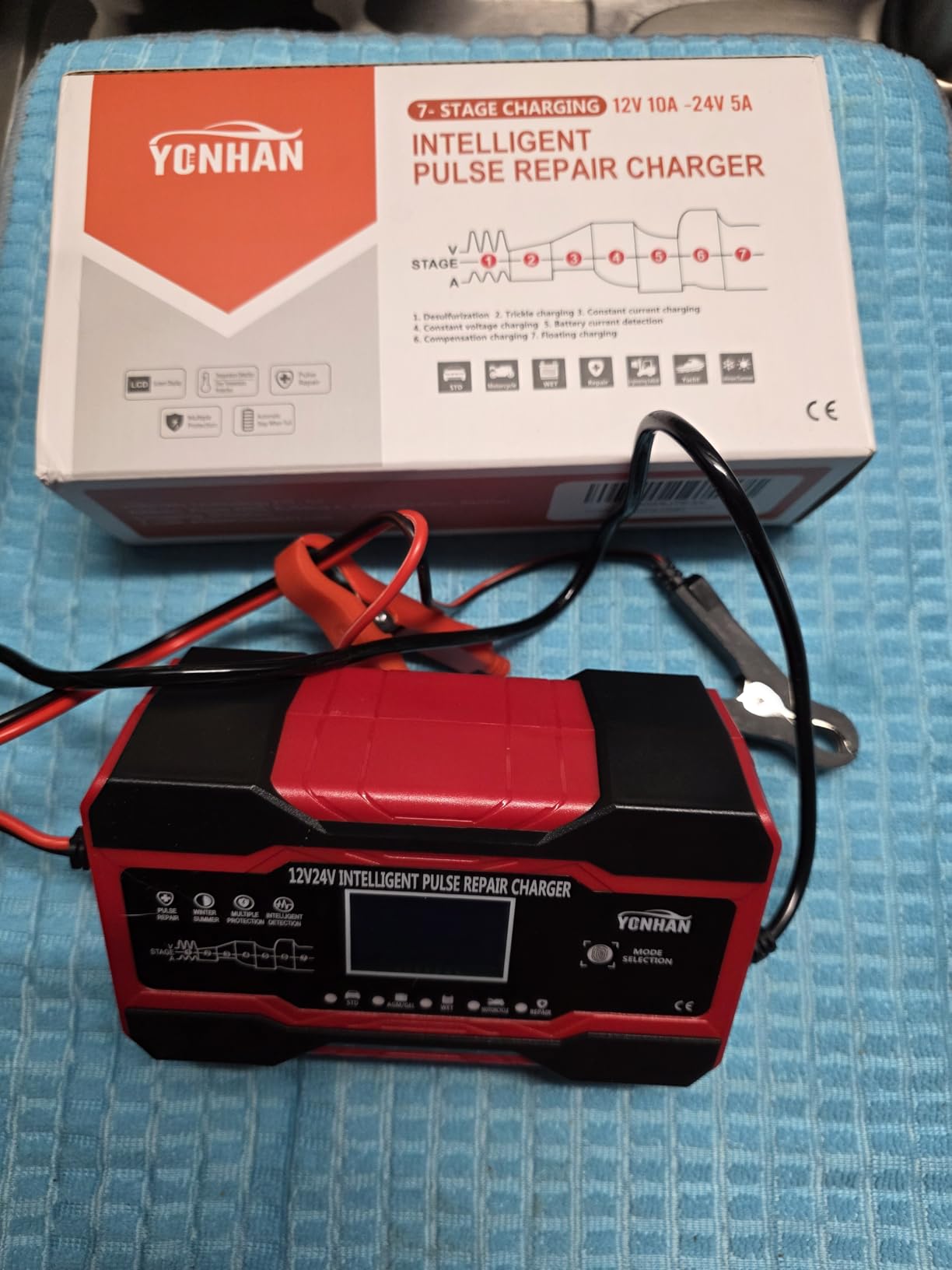 YONHAN Battery Charger 10-Amp 12V and 24V Fully-Automatic Smart Car Battery Charger, Battery Maintainer Trickle Charger, and Battery Desulfator with Temperature Compensation customer photo 2