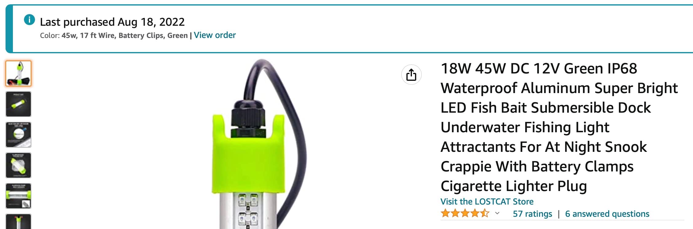 18W 45W DC 12V Green IP68 Waterproof Aluminum Super Bright LED Fish Bait Submersible Dock Underwater Fishing Light Attractants For At Night Snook Crappie With Battery Clamps Cigarette Lighter Plug customer photo 2