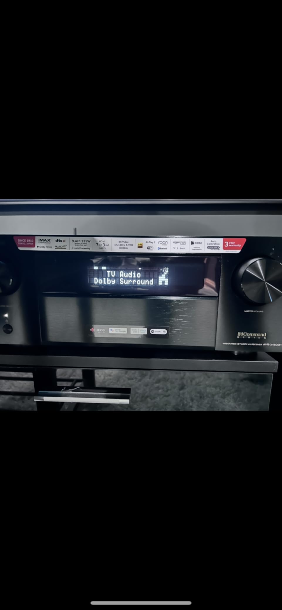 Denon AVR-X3800H 9.4-Ch 8K UHD AVR Home Theater Stereo Receiver, (105W X 9) Built-in Bluetooth Wi-Fi & HEOS Multi-Room Streaming Dolby Atmos DTS:X IMAX Enhanced & Auro 3D customer photo 2