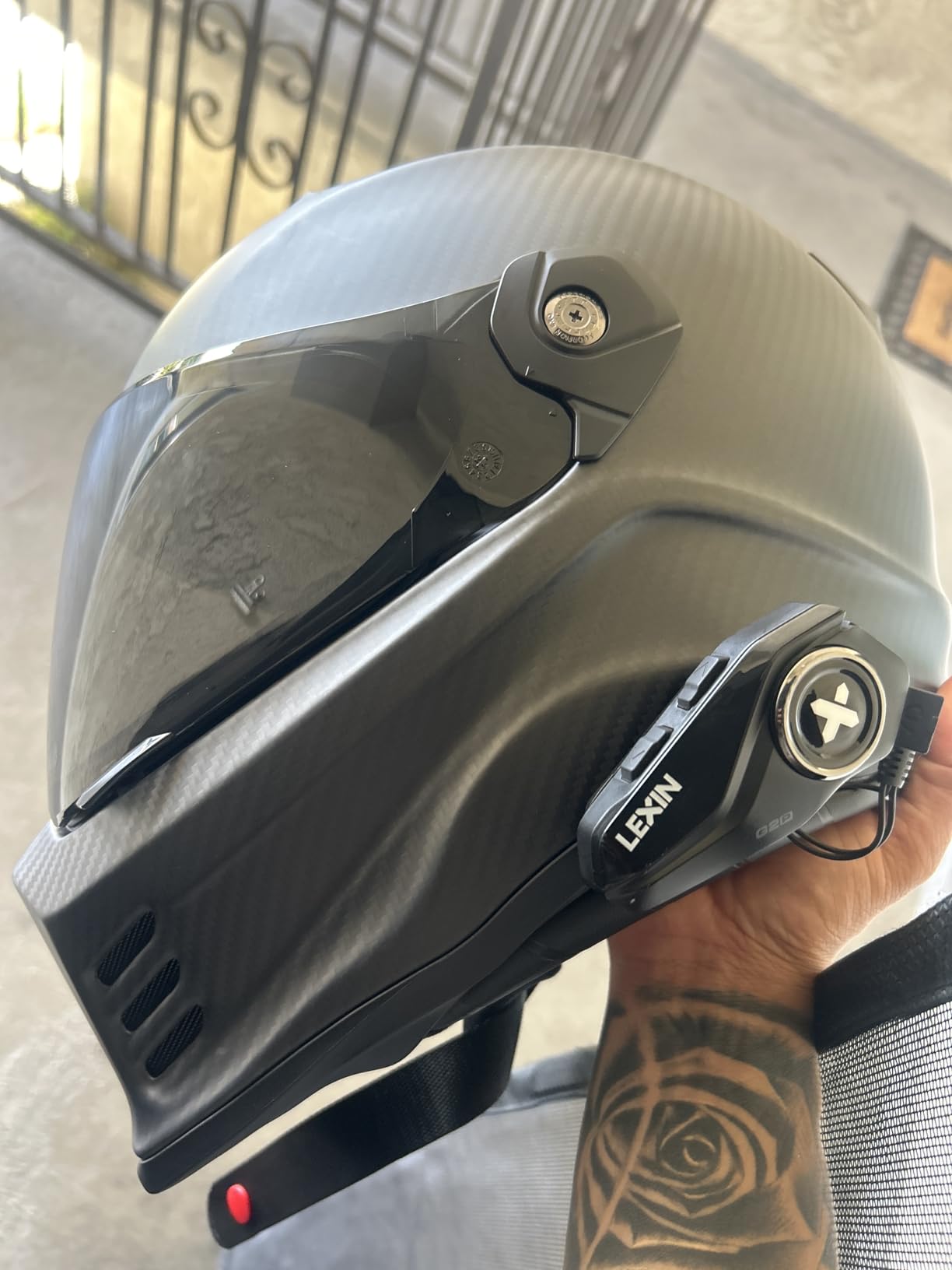 LEXIN G2P Motorcycle Helmet Bluetooth Headset, Group Intercom Communication Systems, FM Radio/ 6 Shells/Universal Pairing/Private Talk/Noise Cancellation, Fit for Snowmobile/ATV, 2 Pack customer photo 1