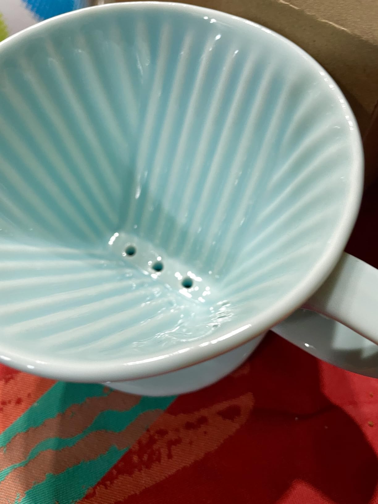 Pour Over Ceramic - Coffee Dripper Ceramic Coffee Maker with 3 Holes Flat Bottom, Porcelain Slow Filter Cone for Travel, Camping, Office, Home, Coffee Maker Brew, Green customer photo 2