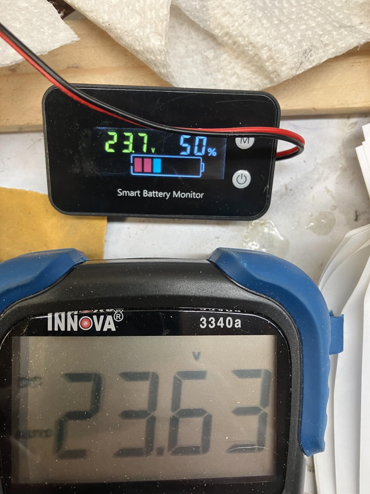 IPX7 Waterproof Battery Monitor with Bracket 7-100V,12v 24v 36v 48v 60v 72v Digital Display Battery Capacity Remaining Capacity Percentage Tester with Buzzer Alarm and Temperature customer photo 1