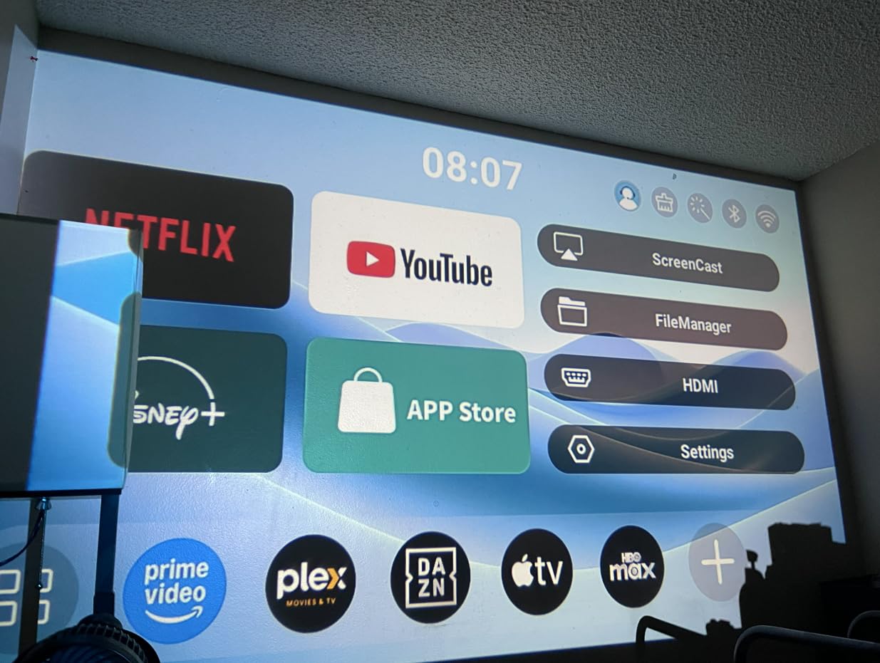 Mini-Projector with WiFi6 and Two-Way Bluetooth5.4, 1080P 4K Support, [Built-in Apps & 2026 Android 13] Portable Outdoor Movie Proyector for Bedroom, Auto Keystone & 270° Rotation for Phone/HDMI/USB customer photo 2