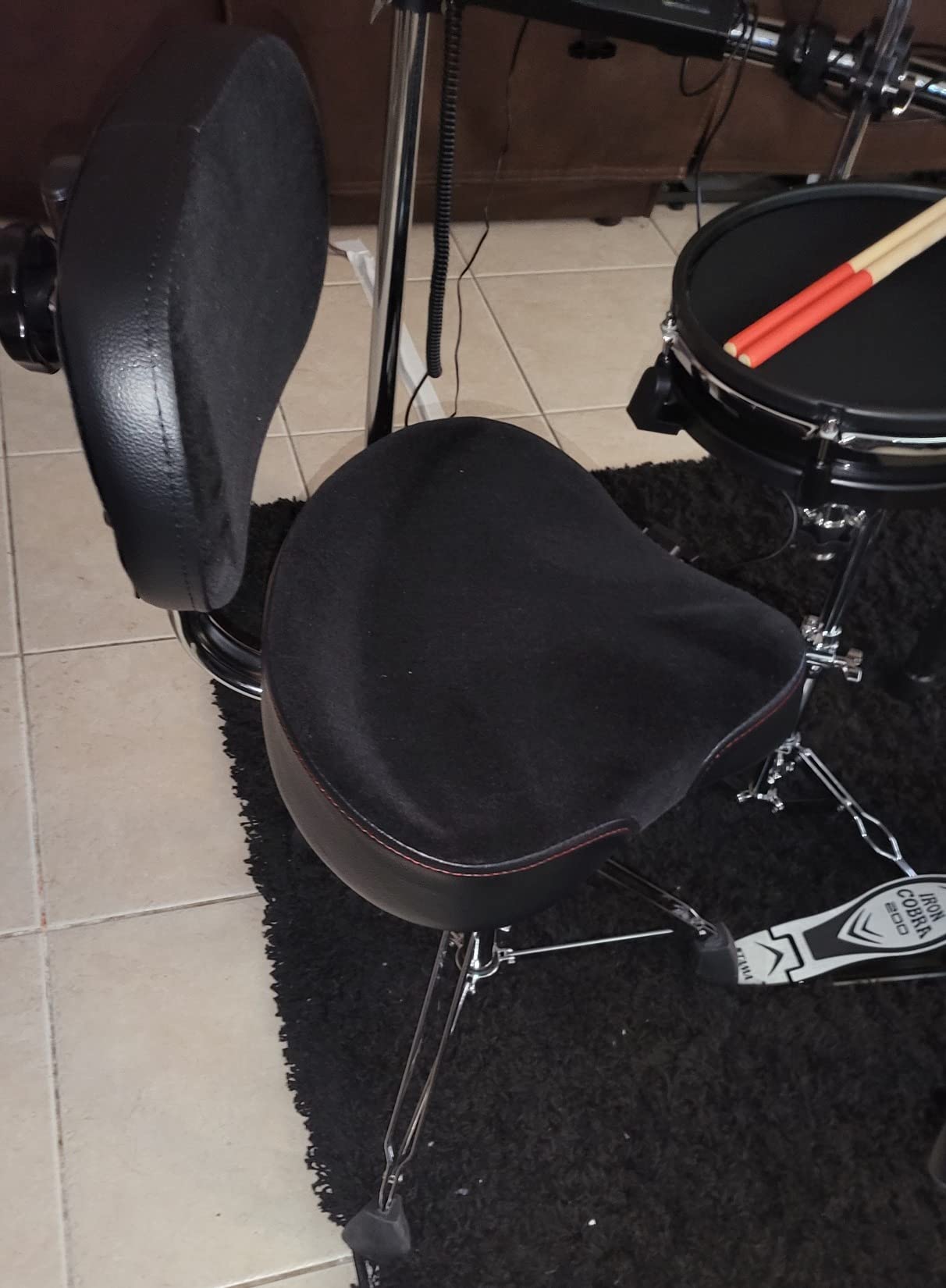 Gibraltar Drum Throne with Adjustable Height Motorcycle Seat & Backrest, Double-Braced Drum Stool (9608MB) customer photo 2