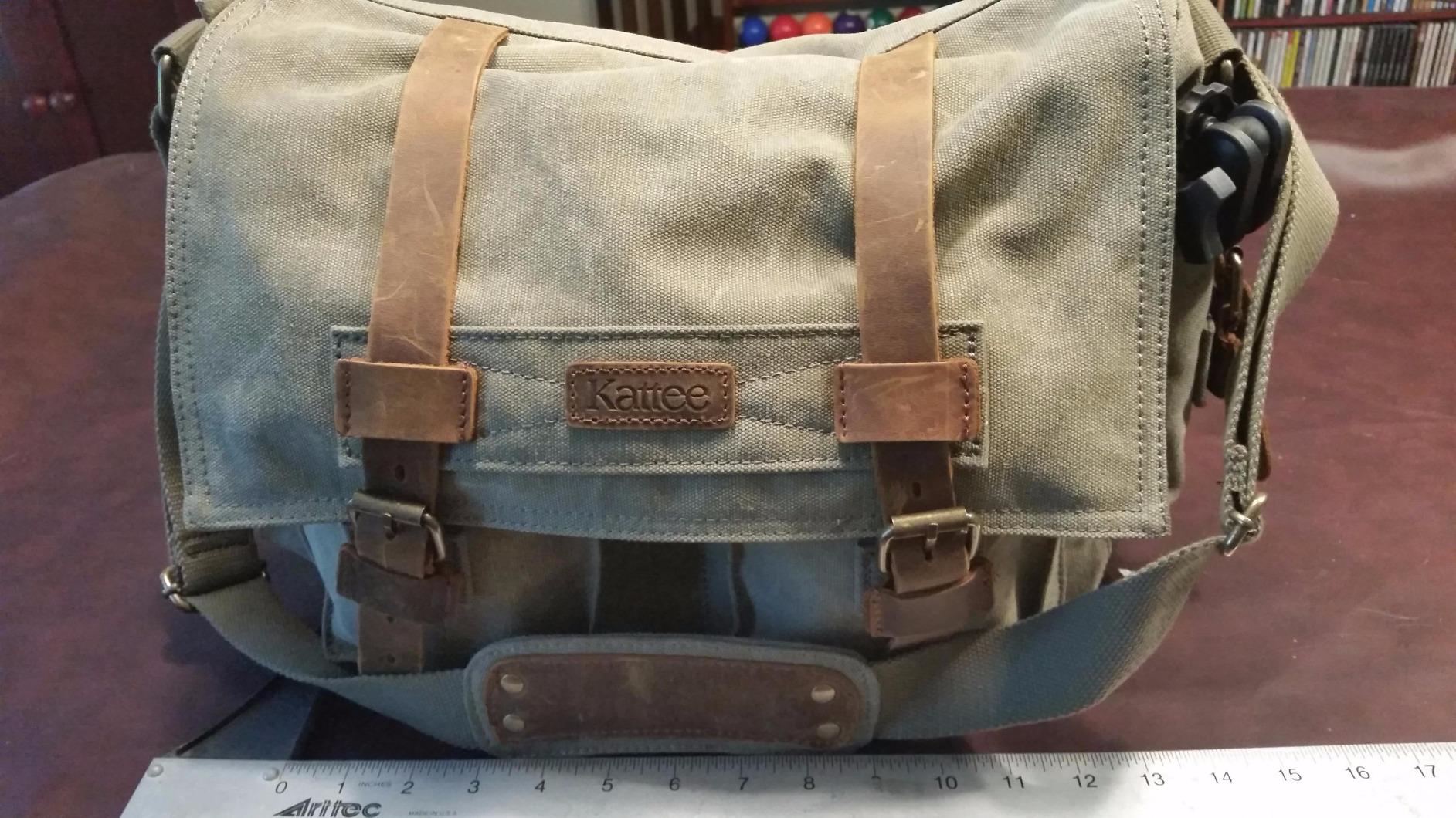 Kattee Leather Canvas Camera Bag Vintage DSLR SLR Messenger Shoulder Bag customer photo 2