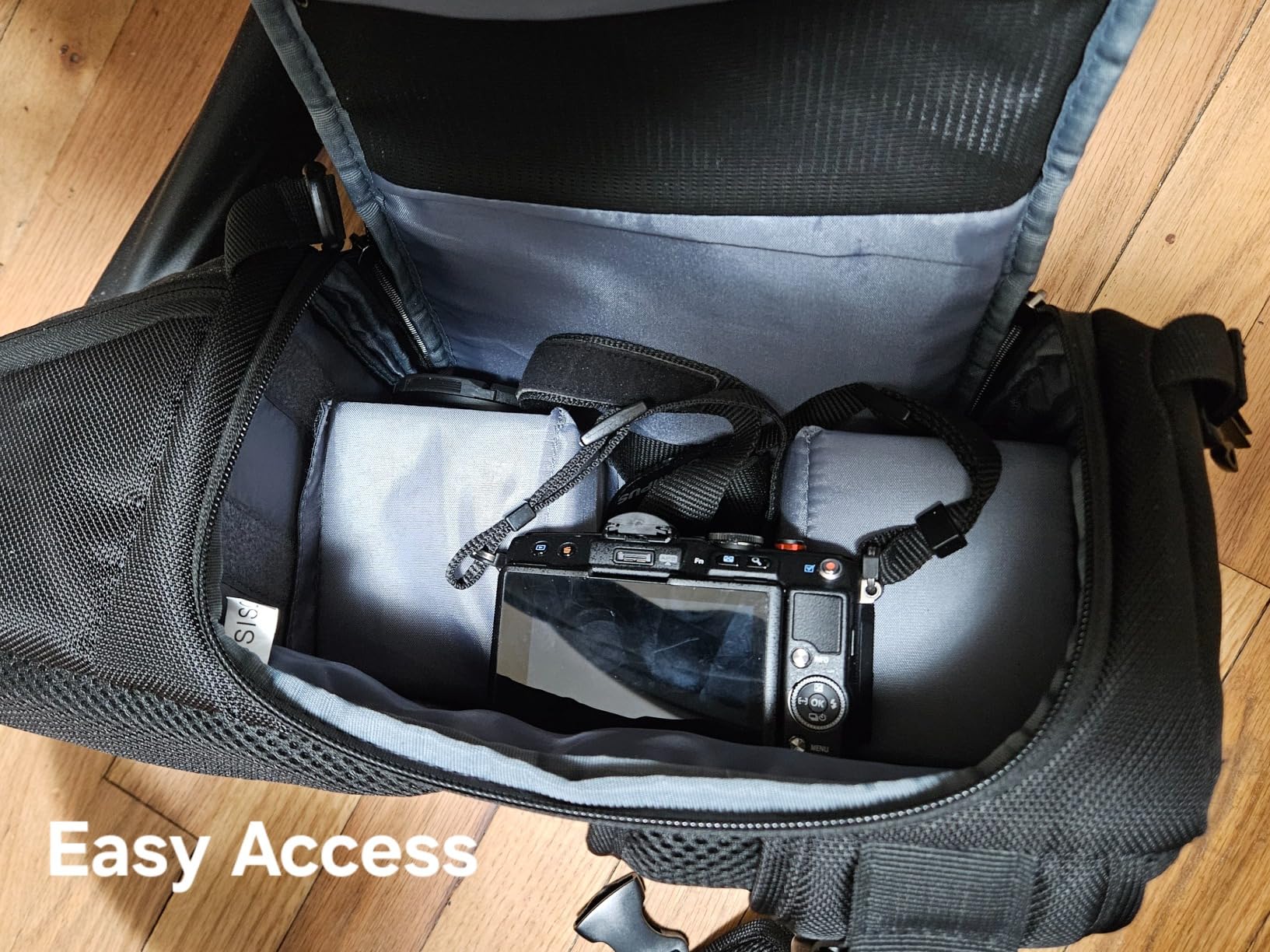MOSISO Camera Sling Bag, DSLR/SLR/Mirrorless Camera Case Shockproof Photography Camera Backpack with Tripod Holder & Removable Modular Inserts Compatible with Canon/Nikon/Sony/Fuji, Black customer photo 2