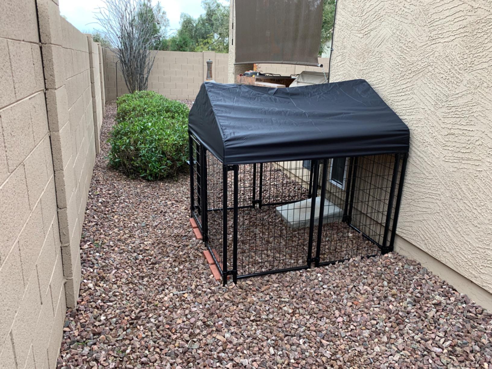 Amazon Basics - Welded Rectangular Outdoor Secure Wire Crate Kennel for Cat, Dog Large, Black, 102 x 48 x 72 inches customer photo 1
