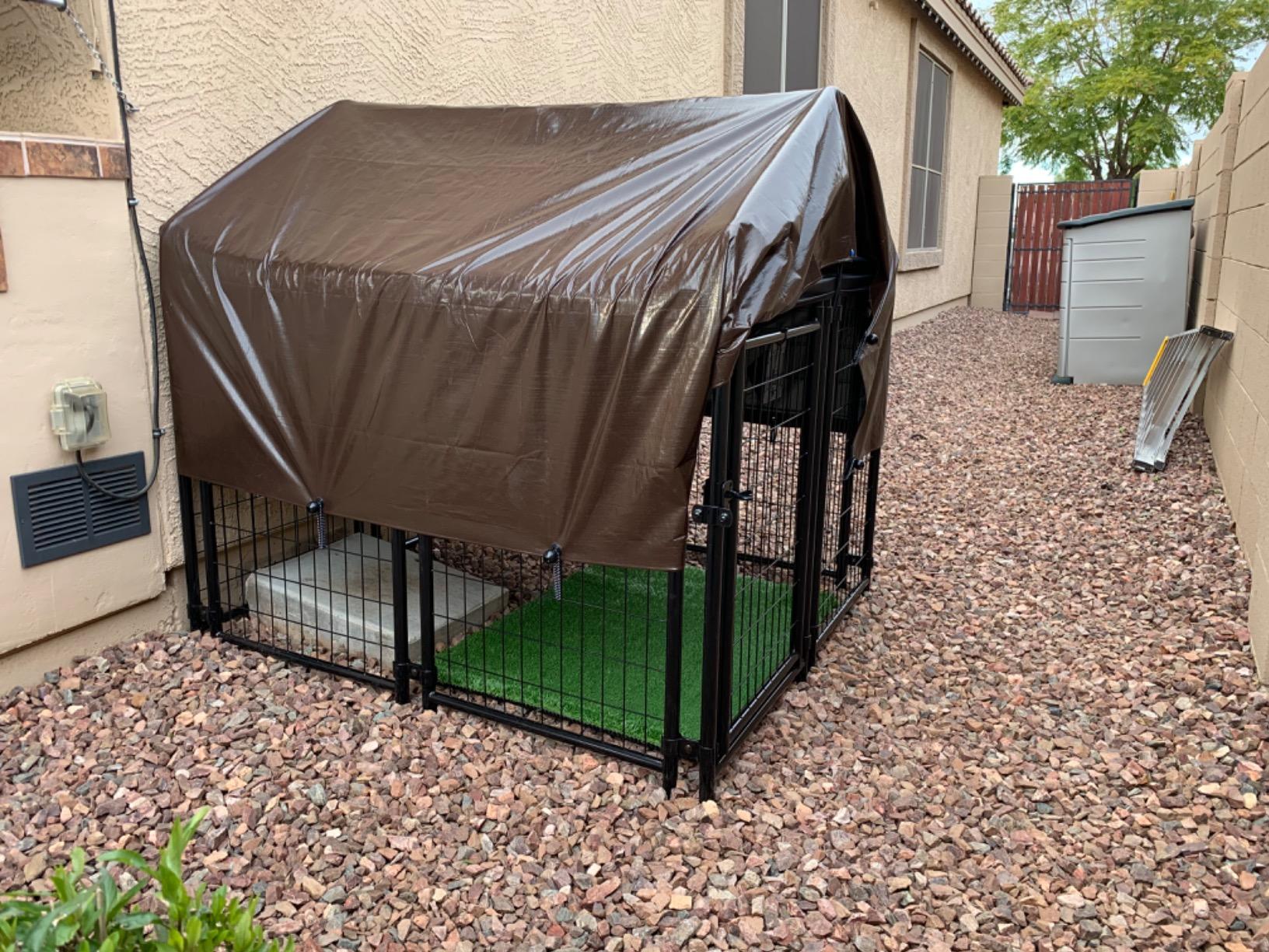 Amazon Basics - Welded Rectangular Outdoor Secure Wire Crate Kennel for Cat, Dog Large, Black, 102 x 48 x 72 inches customer photo 2