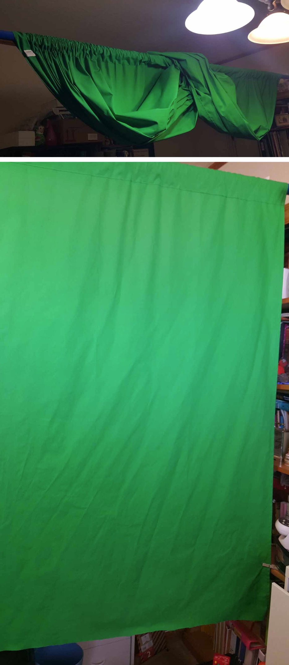 EMART 5x7ft Green Screen Backdrop, Polyester Wrinkle-Resistant Curtain Fabric, Chroma-Key greenscreen Cloth Sheet for Zoom, Including 2 Spring Clamps Suitable for Photoshoot, Interview, Live Stream customer photo 2