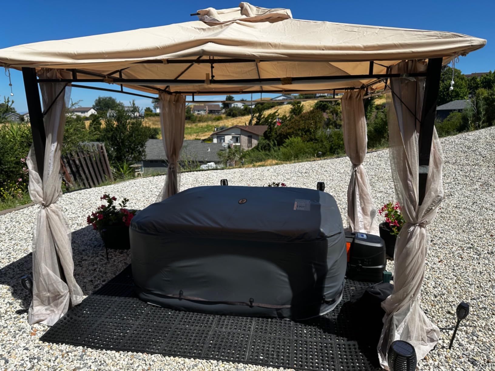 INTEX PureSpa Greystone Deluxe 6 Person Square Inflatable Hot Tub, Bubble Massage Spa Set with Energy Efficient Cover, 2 Headrests, and LED Light, 77 in x 28 in customer photo 1
