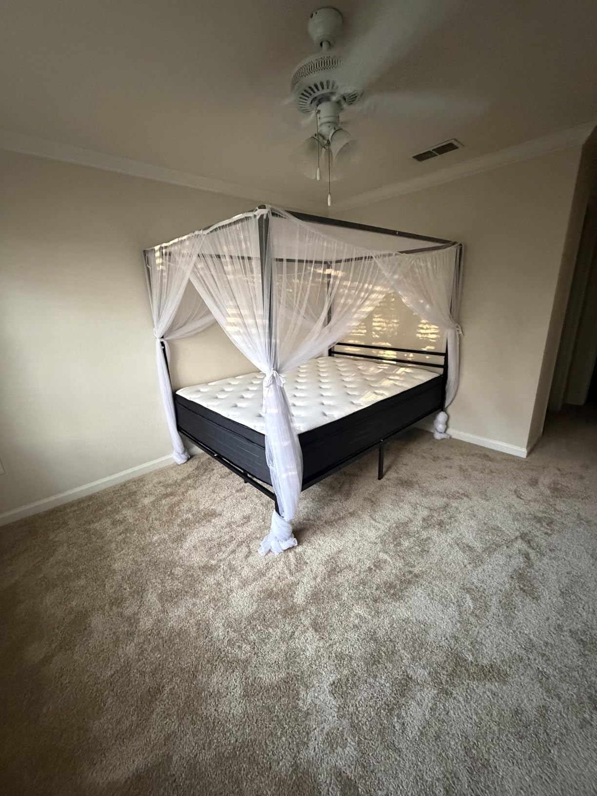 SHA CERLIN Canopy Bed Frame Queen Size/Mattress Foundation with Metal Slats Support/No Box Spring Needed/Easy Assembly/Black customer photo 2