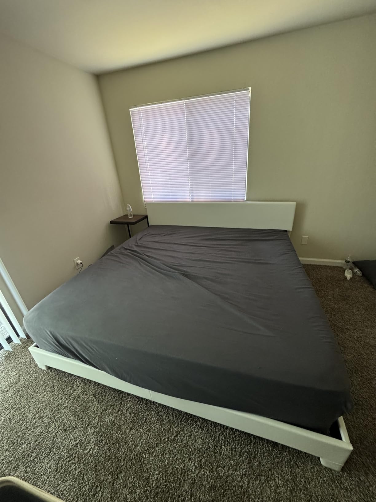 Allewie King Size Bed Frame with Adjustable Headboard, Faux Leather Platform Bed with Wood Slats, Heavy Duty Mattress Foundation, No Box Spring Needed, Noise-Free, Easy Assembly, Black customer photo 2