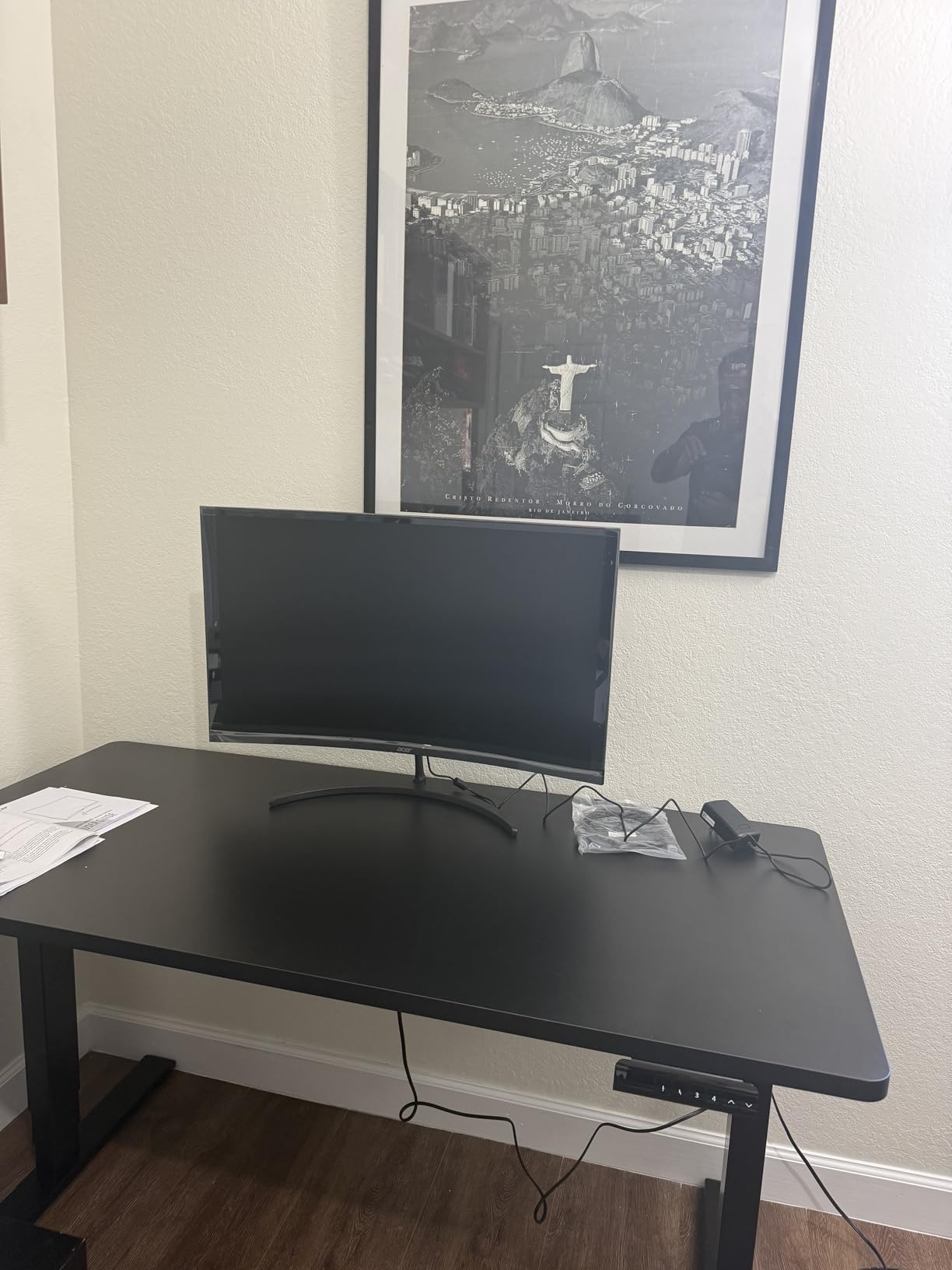 FLEXISPOT E6 3-Stage Dual Motor Electric Standing Desk 55 x 28, Holds 220 lbs, Maple Desktop customer photo 2