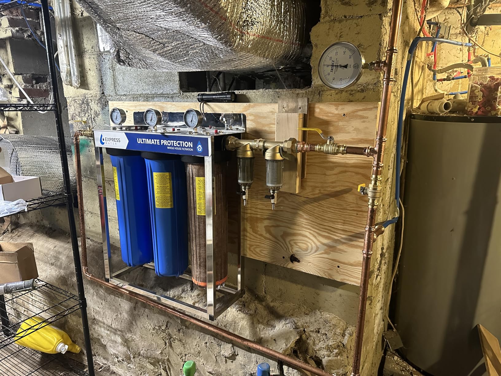 Express Water 3-Stage Whole House Water Filter System, Reduces Heavy Metals, Scale, Chloramine, Chlorine, PFAs, Lead & Arsenic, Free-standing Stainless Steel Frame & 3 Pressure Gauges customer photo 1