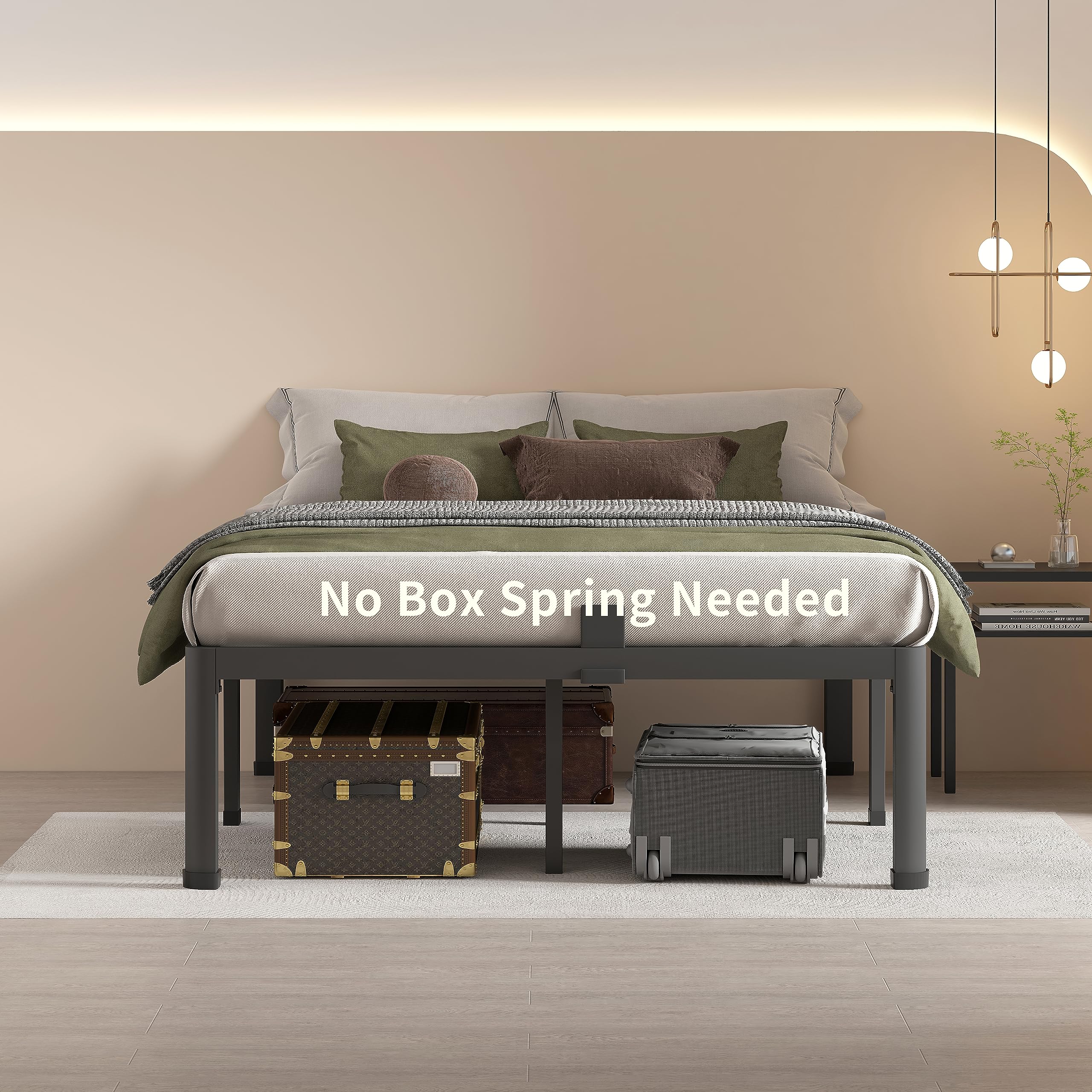 MAF 14 Inch Queen Metal Platform Bed Frame with Round Corner Legs, 3000 LBS Heavy Duty Steel Slats Support, Noise Free, No Box Spring Needed, Easy Assembly customer photo 2