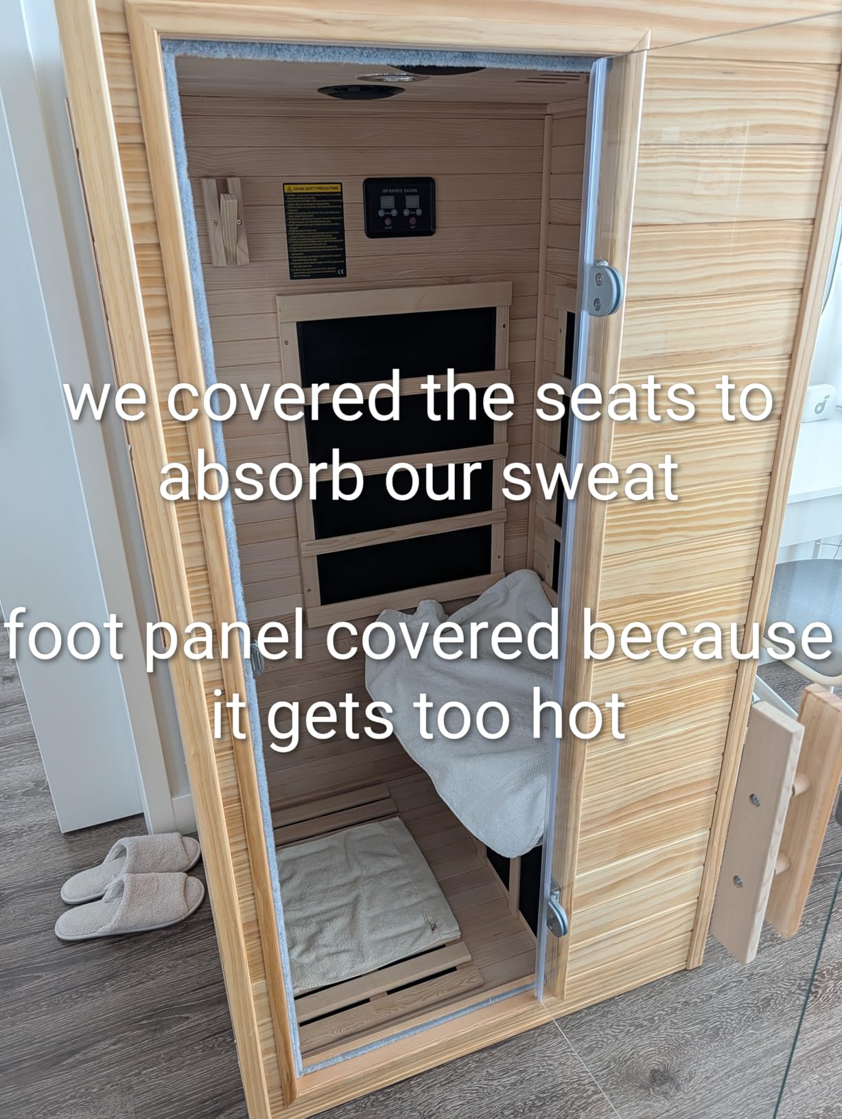 Infrared Home Sauna Room 1 Person Hemlock Wooden Indoor Dry Sauna, Low EMF 1200W/110V Heaters Panels,LCD Control Panel,10 Minutes Pre-Warm up,Time and Temp Pre-Set,1-Year Aftersale customer photo 1