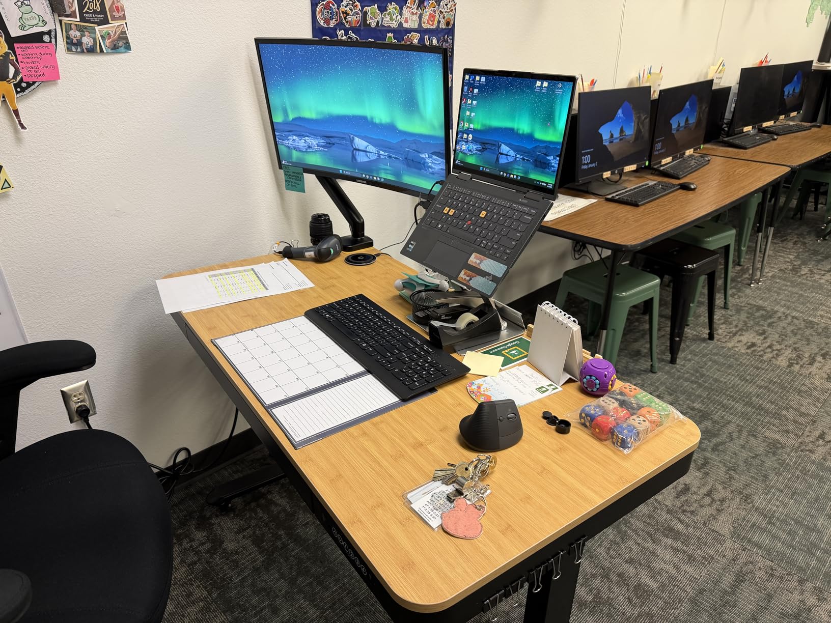 FLEXISPOT Q8 55 Bamboo Standing Desk, Dual Motor 3 Stages Adjustable Height Electric Computer Workstation w/Wireless Charging, Drawer, Quick Install, 220lbs Capacity (Bamboo Tabletop + White Frame) customer photo 1