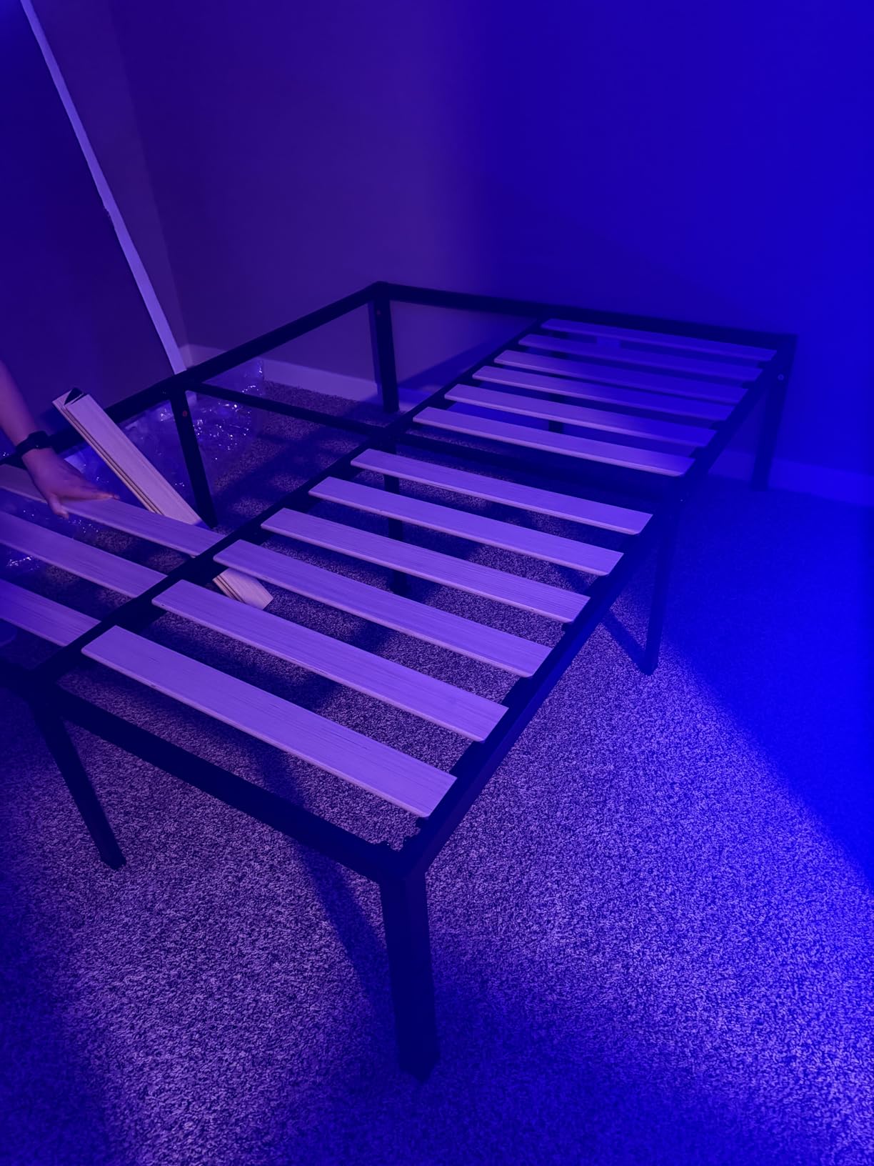 ROIL 14 inch King Bed Frames Wood with Wooden Slats - 3500lbs Heavy Duty No Box Spring Needed Metal Platform, Mattress Stoppers Iron Noise Free Bedframe, Headboard Hole Underneath Storage customer photo 1