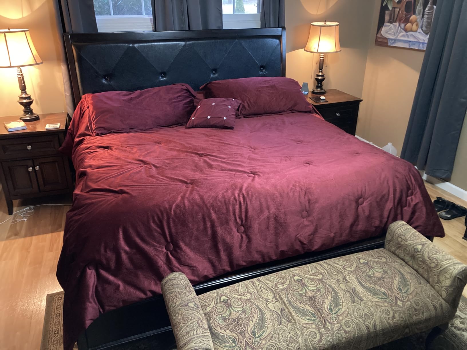 ROIL 14 inch King Bed Frames Wood with Wooden Slats - 3500lbs Heavy Duty No Box Spring Needed Metal Platform, Mattress Stoppers Iron Noise Free Bedframe, Headboard Hole Underneath Storage customer photo 2