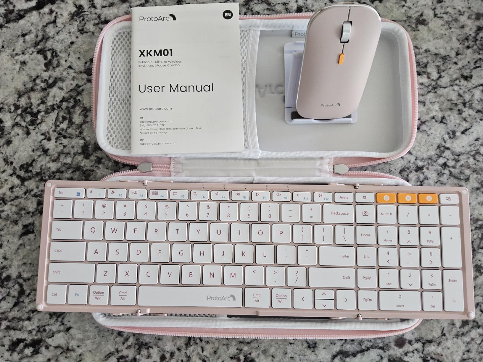 ProtoArc Foldable Keyboard and Mouse, XKM01 True Full-Size Folding Wireless Keyboard Mouse Combo for Business Travel, a Portable Office Suite On-the-Go, Compatible with Laptop iPad Tablet - Black Gray customer photo 2