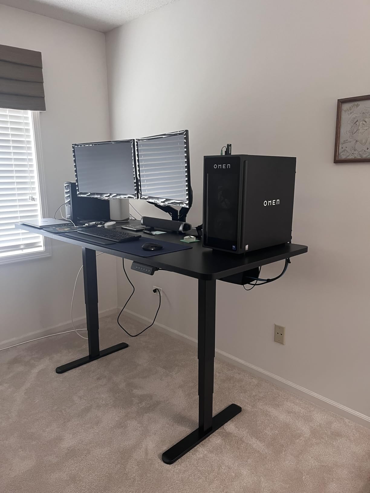 VIVO Electric 71 x 36 in Dual Motor Rustic Sit Stand Desk, Memory Height Adjustment, 2B Series, Vintage Brown Top Black Frame, DESK-KIT-2B7N-36 customer photo 1