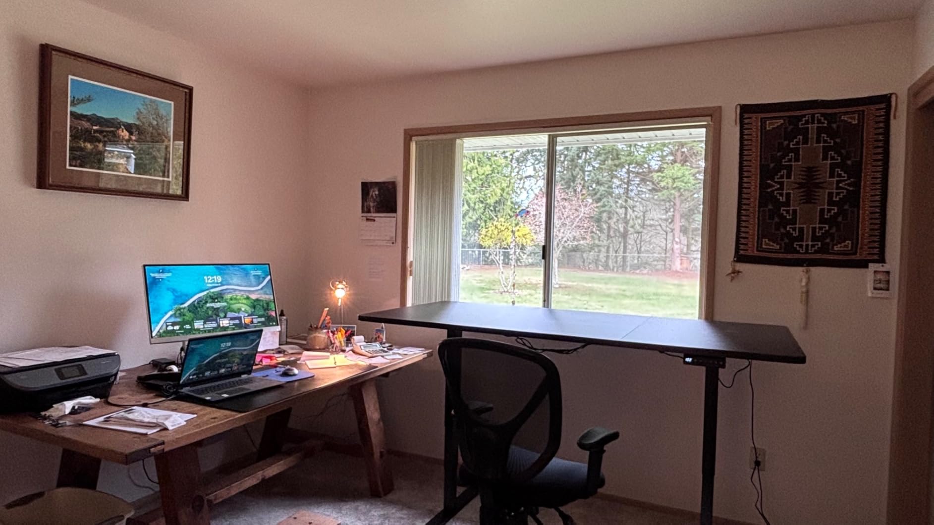 VIVO Electric 71 x 36 in Dual Motor Rustic Sit Stand Desk, Memory Height Adjustment, 2B Series, Vintage Brown Top Black Frame, DESK-KIT-2B7N-36 customer photo 2