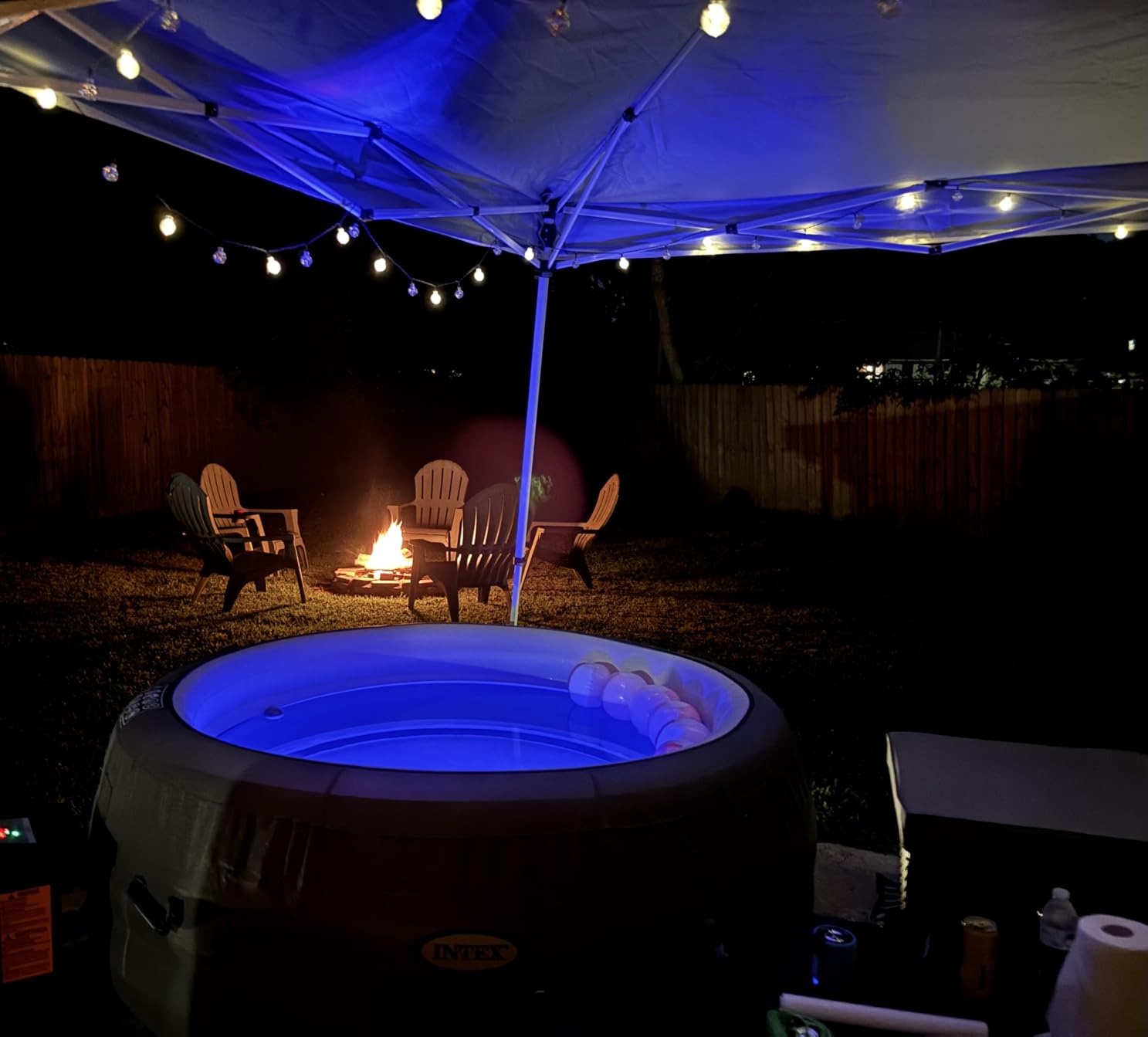 INTEX SimpleSpa 4 Person Round Inflatable Hot Tub, Bubble Massage Spa Set with Insulated Cover, Thermal Ground Cloth, & Chemical Dispenser, 77 in x 26 in customer photo 1