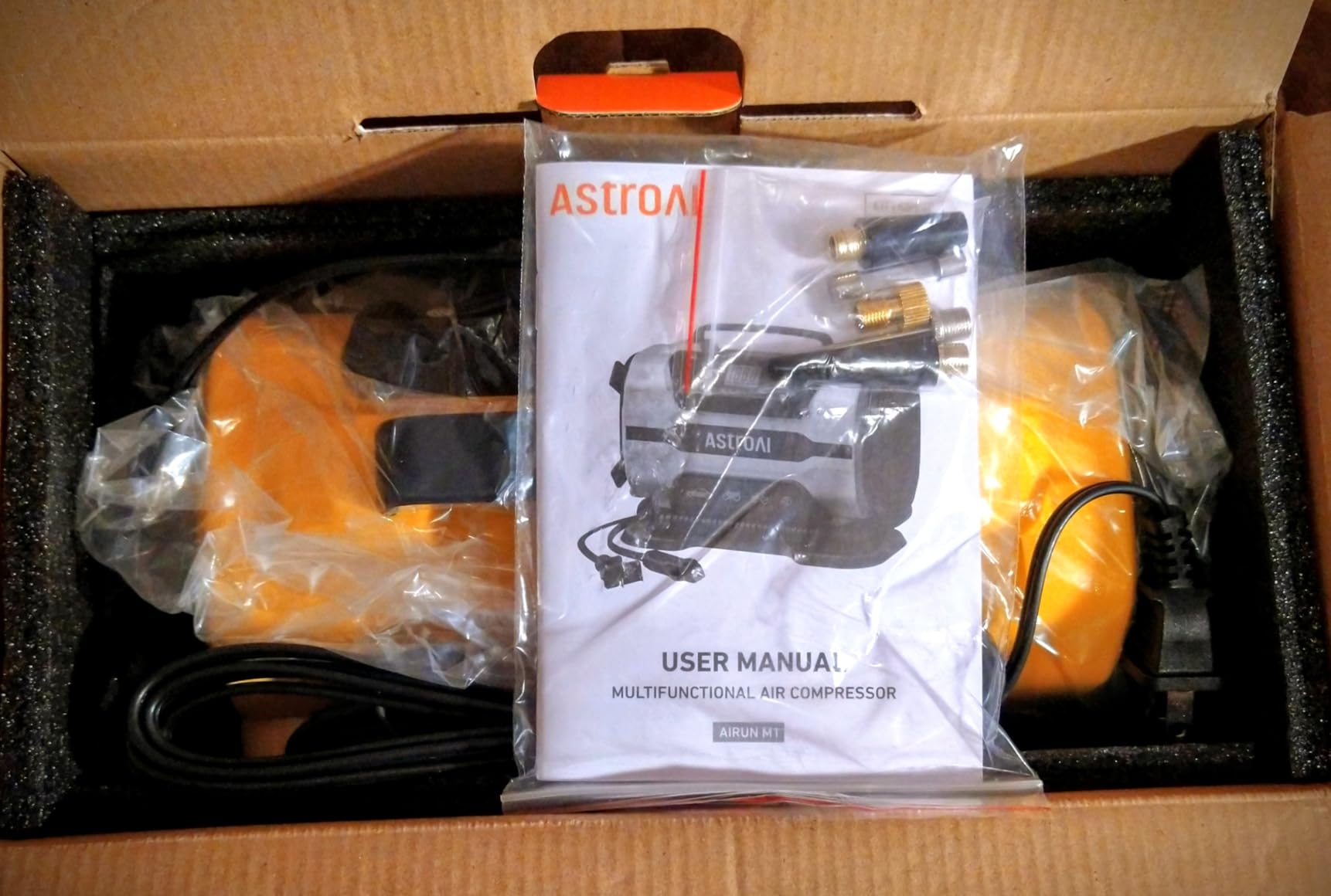 AstroAI Tire Inflator Portable Air Compressor Pump 150PSI 12V DC/110V AC with Dual Metal Motors & LED Light, Automotive Car Accessories & Two Modes for Car, Bicycle Tires and Air Mattresses, Yellow customer photo 1
