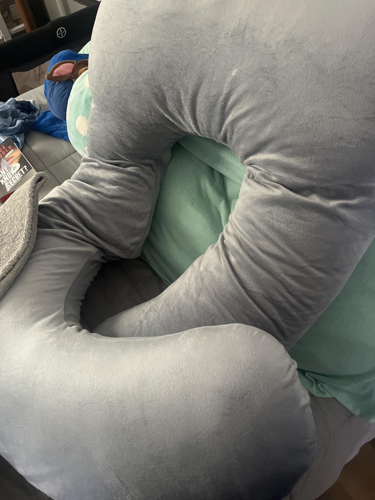 MOON PARK Pregnancy Pillows for Sleeping - 57 Inch U Shaped Full Body Maternity Pillow with Removable Cover - Support for Back, Legs, Belly, Hips - Pregnancy Pillow for Women - Grey customer photo 2