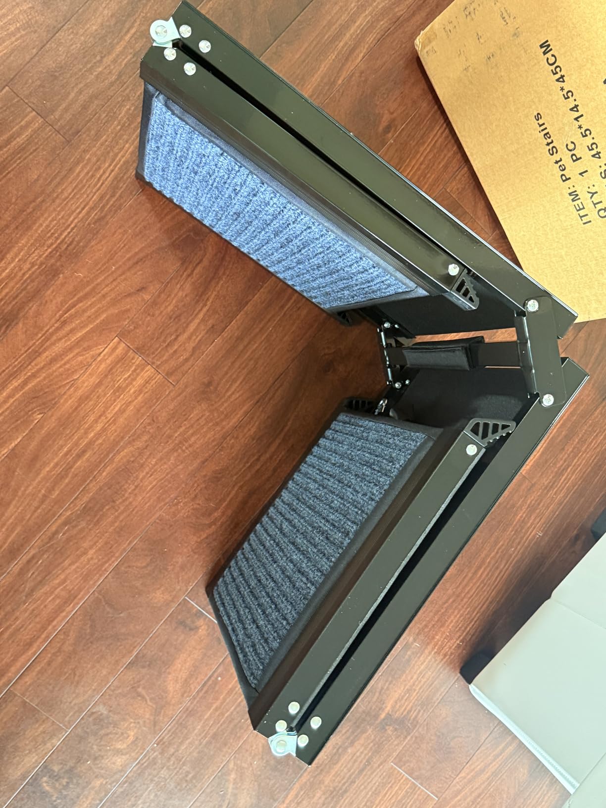 Extra Wide Dog Stairs for Large Dogs, Foldable Dog Ramp for Car with Non-Slip Surface, Lightweight Dog Stairs for Cars, Dog Steps for Cars, SUV, High Beds, Truck, Supports up to 250 lbs, 4 Steps customer photo 1