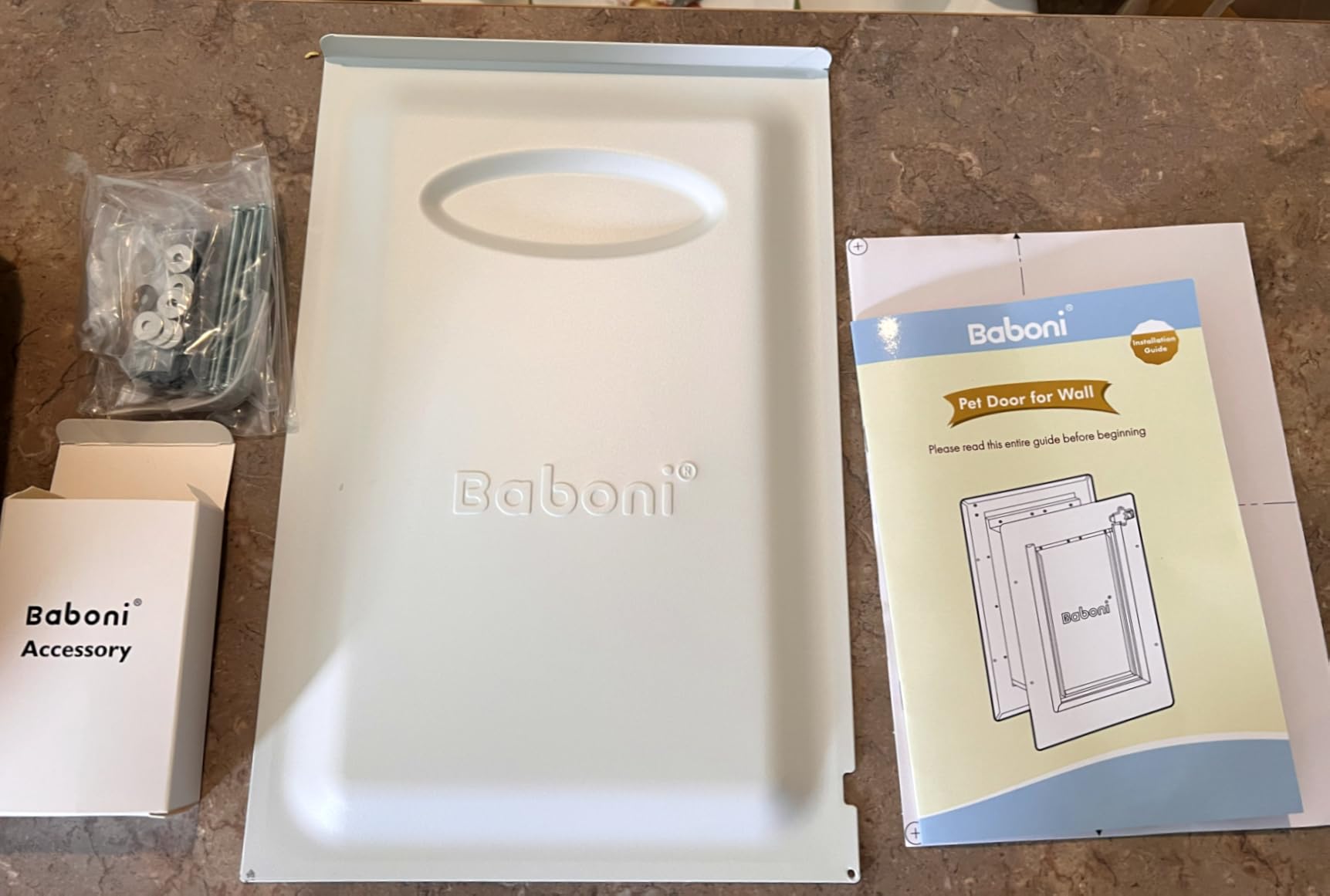 Baboni Pet Door for Wall, 3-Flap, Steel Frame and Telescoping Tunnel, Aluminum Lock, Double Flap Dog Door and Cat Door, Strong and Durable (Pets Up to 100 Lb) - Large customer photo 1