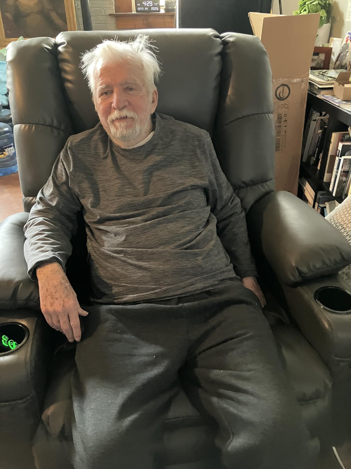 MCombo Large Triple Motor Power Lift Recliner Chair with Massage and Dual Heating, Adjustable Headrest for Tall Elderly People, Faux Leather 7634 (Dark Brown, Large) customer photo 2