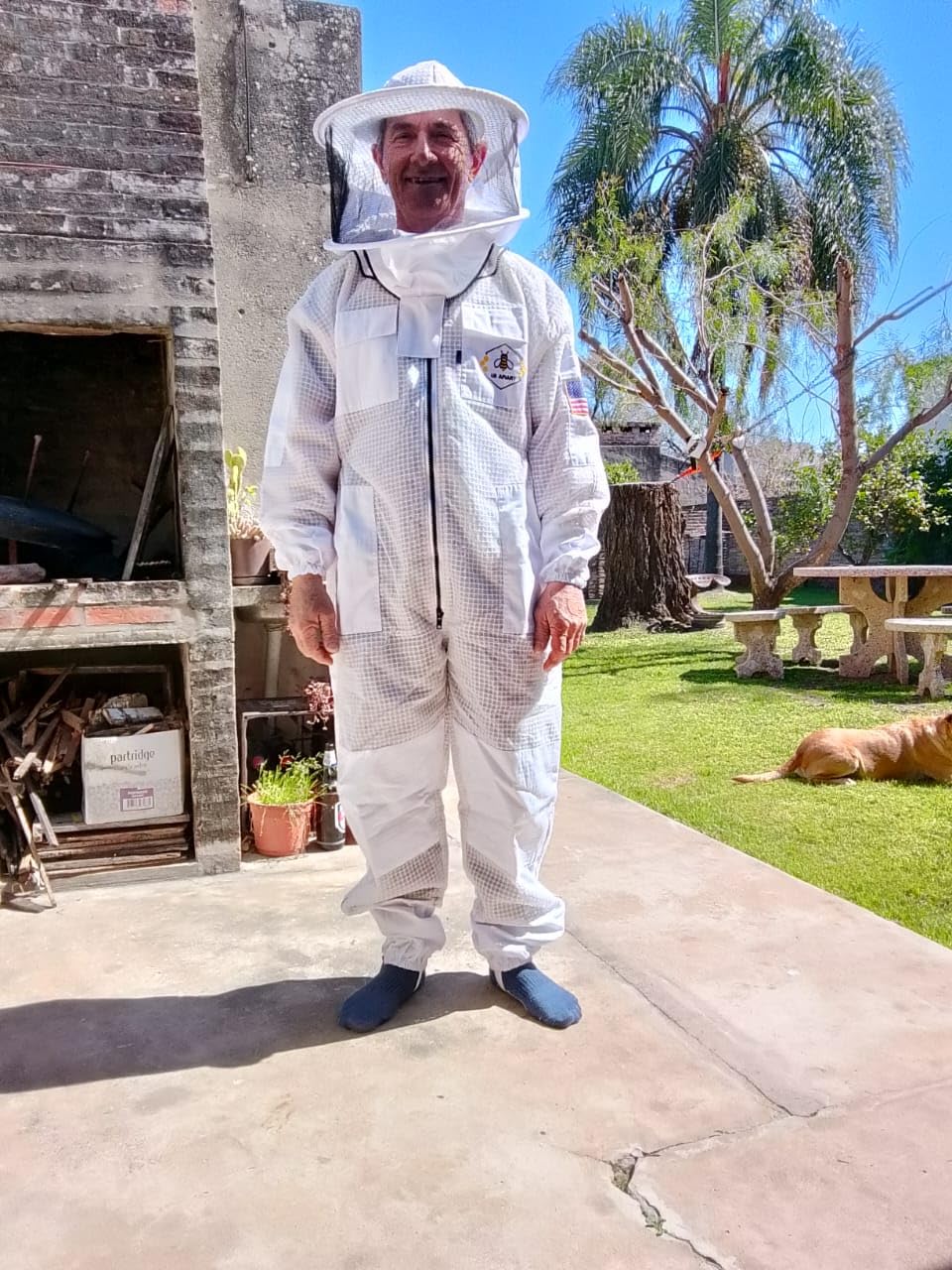 3 Layer Bee Suit with Fencing Veil and Round Veil One Pair Gloves Sting Proof Ventilated Beekeeping Suit, 2 Veils customer photo 2