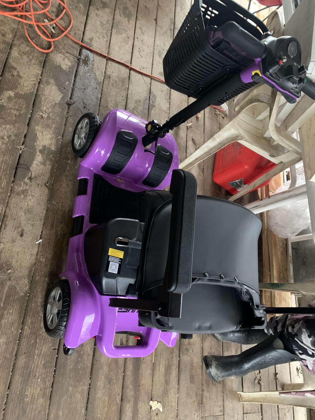 Mobility Scooter for Adults, Senior, 4 Wheels Electric Powered Chargeable Device for Travel, Lightweight and Portable, with LED Headlights and Basket, Charger Included, Red/Blue (RED red) customer photo 2