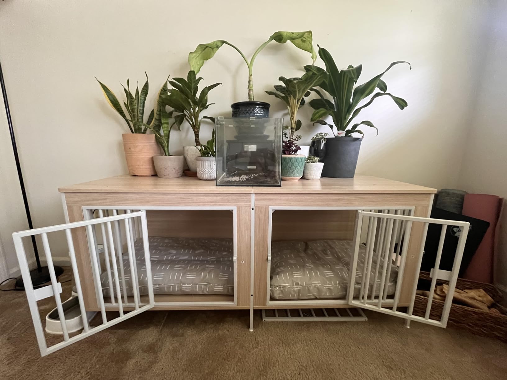 EasyCom Dog Crate Furniture for 1 or 2 Dogs, Heavy Duty Single/Double Dog Crates for Small/Medium/Large Dogs, Dog Kennel Furniture Indoor as TV Stand, Large Size 78.74 L(35-60 Pounds), Brown customer photo 2