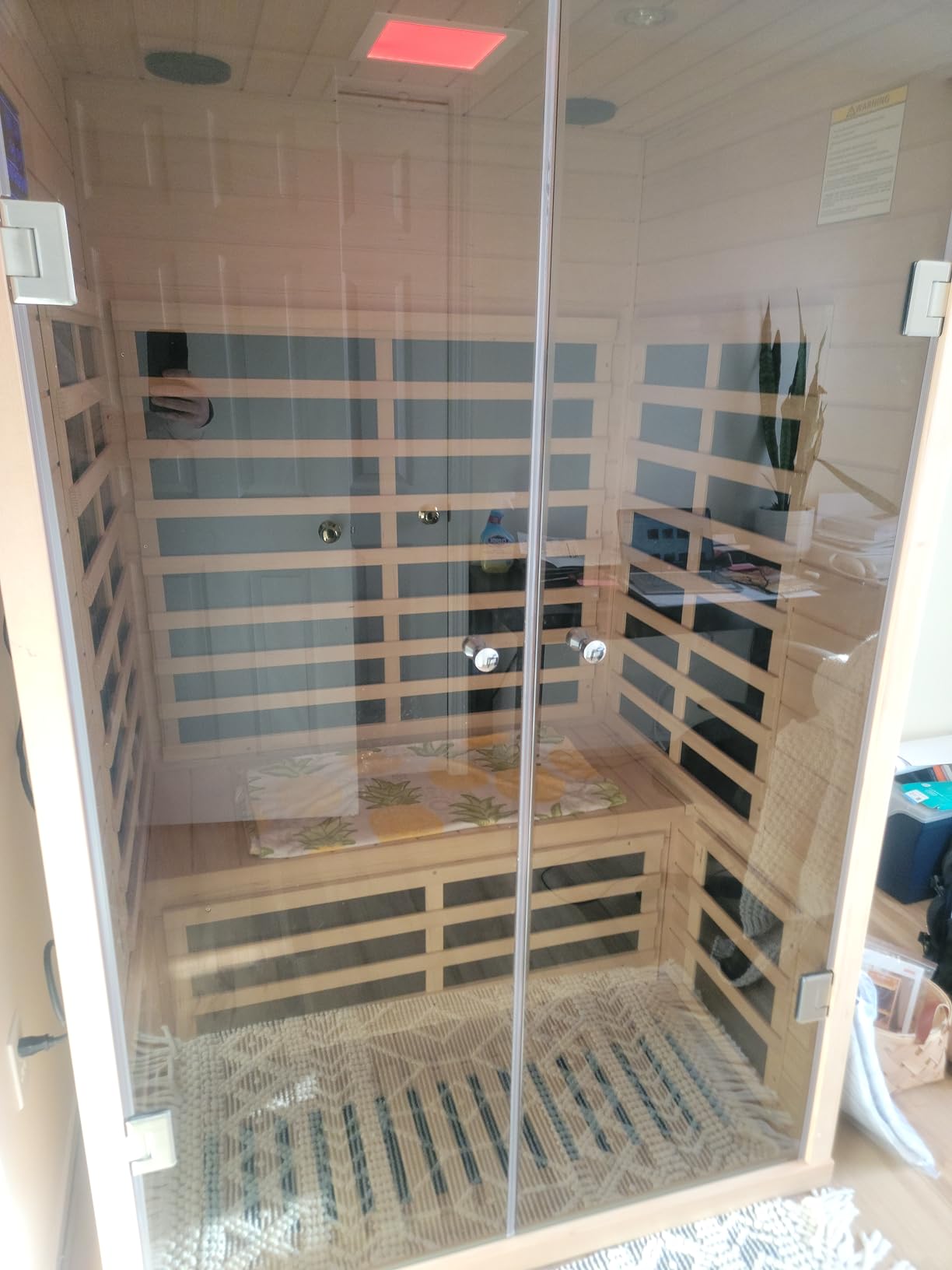 Smart Infrared Sauna 2 Person, 0-5mg Low Emf Far Infrared Sauna for Home, 1780w Indoor Sauna Room with APP & LCD Panel Control, Chromatherapy Light, Bluetooth Speaker, Insulation Cover, Reading Light customer photo 1