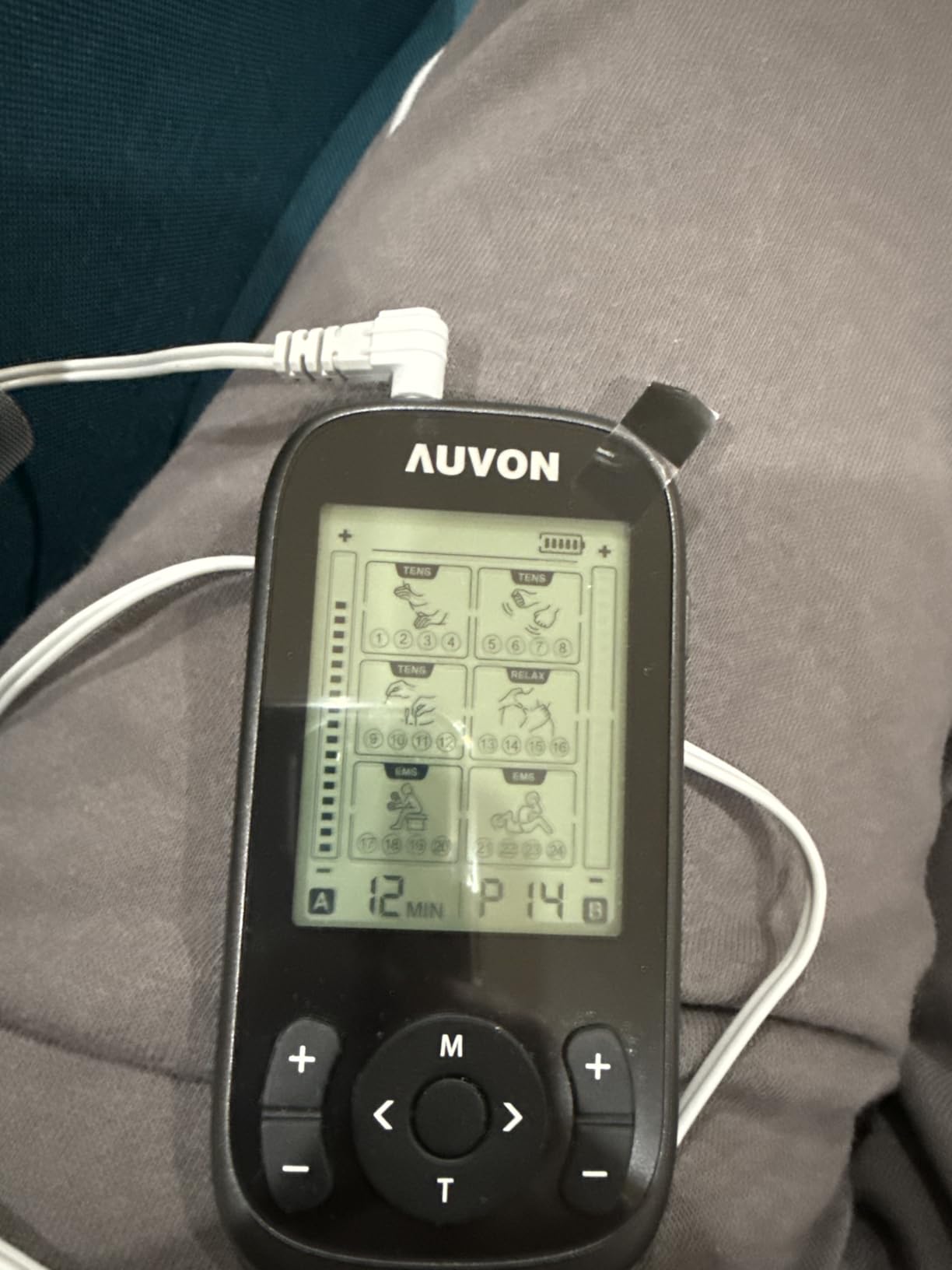 AUVON 3-in-1 TENS Unit Muscle Stimulator, EMS Massage Machine with 40 Intensities for Gradual Shoulder, Sciatica, Back Pain Relief, 24 Modes Rechargeable Electronic Pulse Massager with 12 TENS Pads customer photo 2