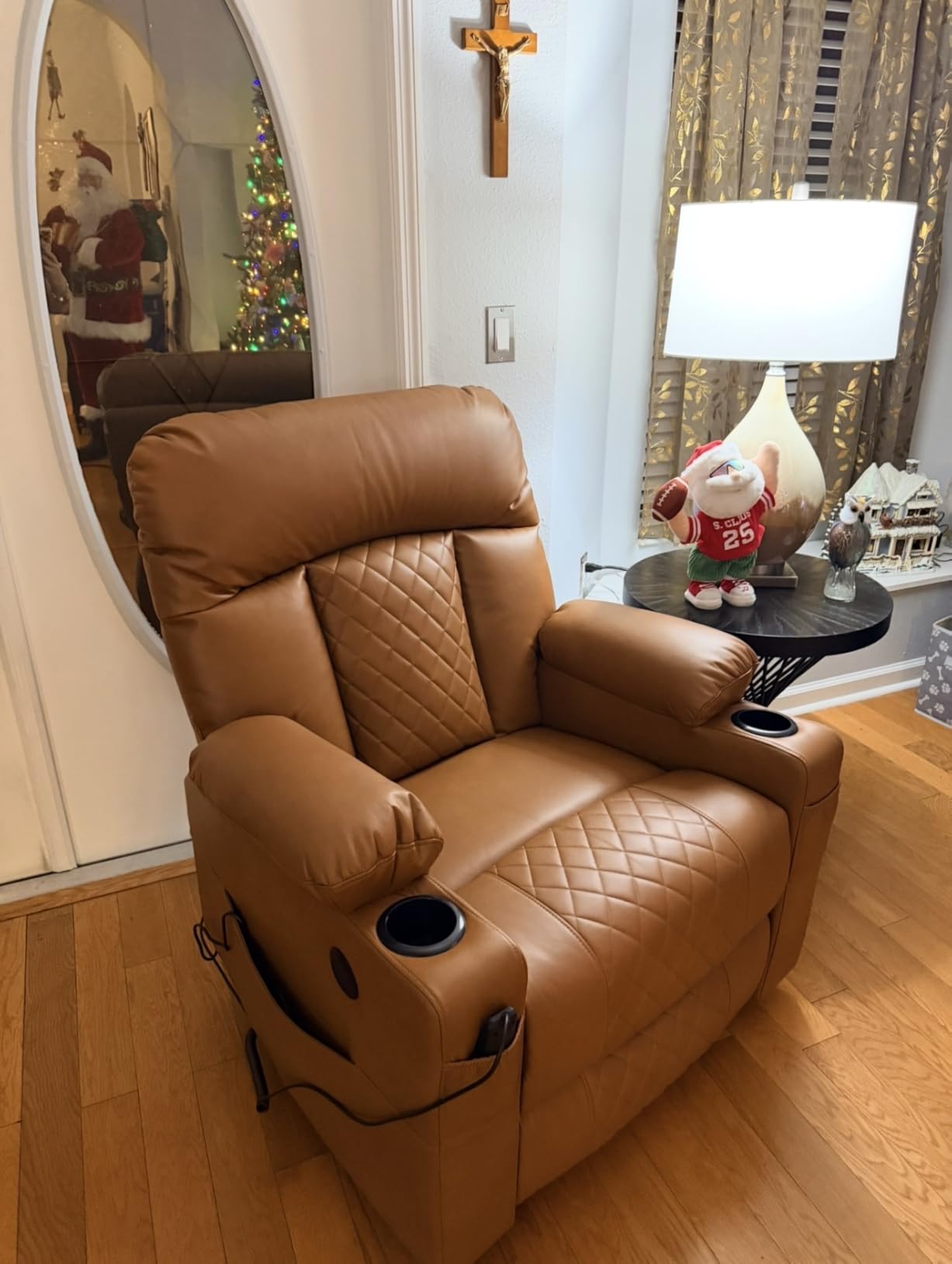 Eiayeebil Dual Motor Power Lift Recliner Chairs with Heat and Massage for Elderly, Leather Electric Recliners with Footrest, Infinite Position Lift Chair with Cupholder, USB & Type C Ports customer photo 1