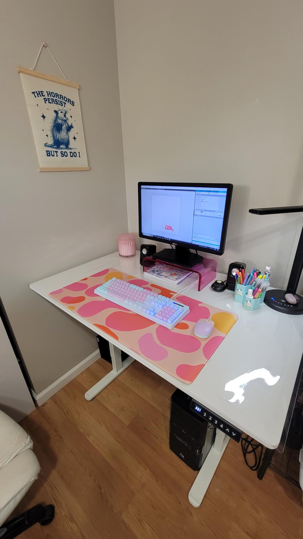 HUANUO Electric Standing Desk, Whole Piece Desktop, Adjustable Height Computer Desks, 4 Height Memory Settings, Sit Stand Up Desk for Home Office, 48