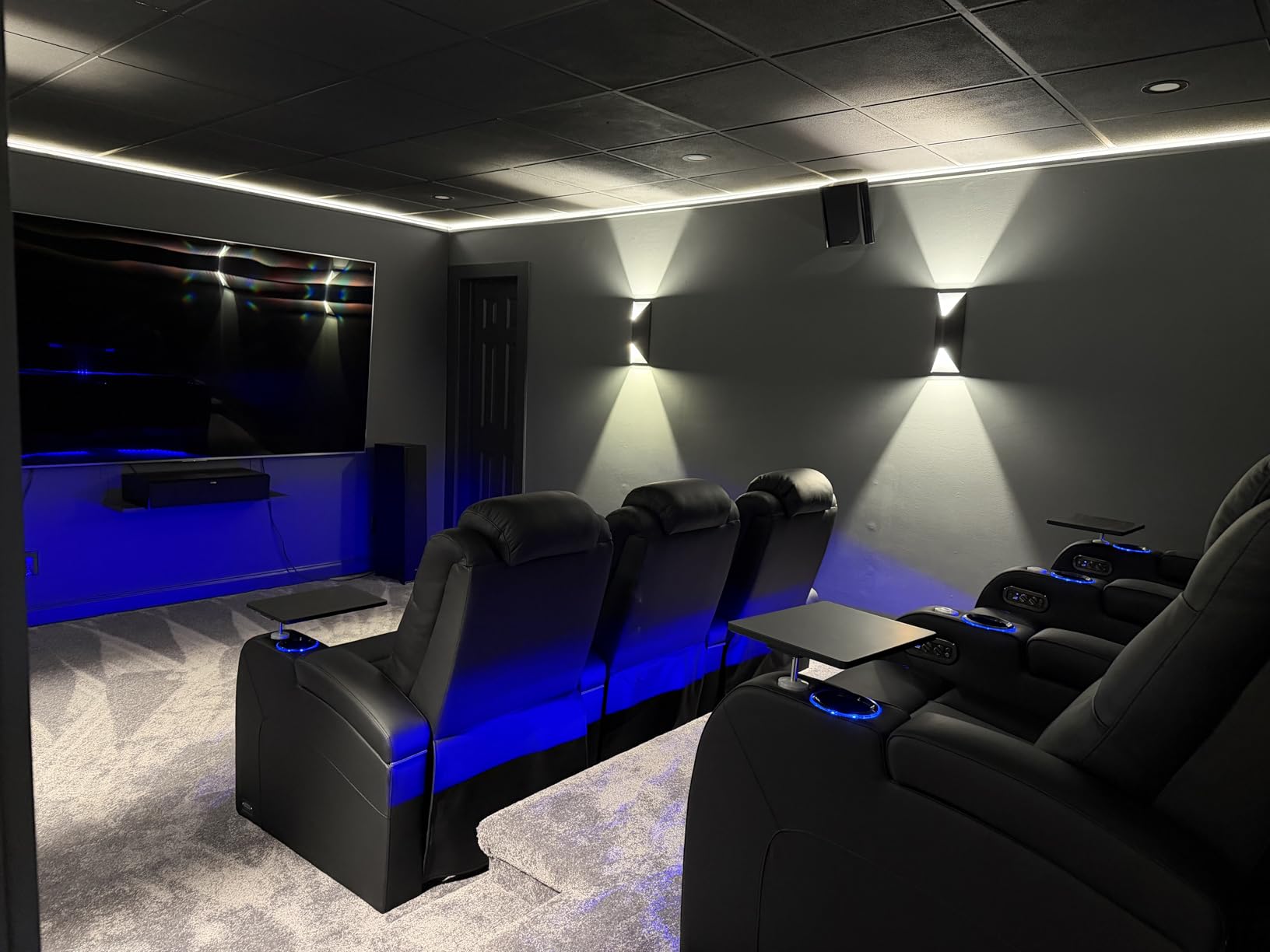 comfiroom Home Theater Seating Simple Style Top Grain Nappa Leather Recliners Chair Dual Power Movie Gaming Sofa Chair Electric Headrest with Tray Table Type-C USB Charger customer photo 1