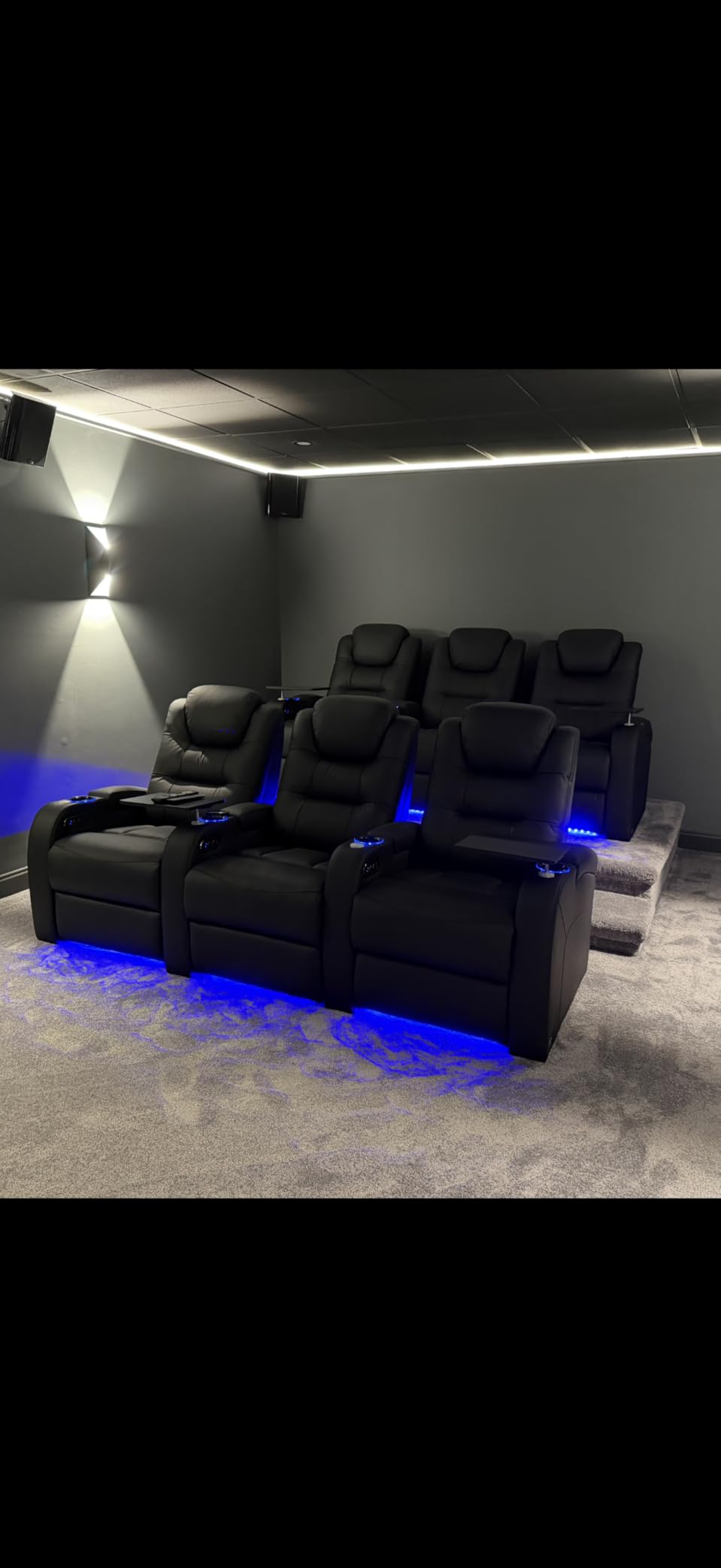 comfiroom Home Theater Seating Simple Style Top Grain Nappa Leather Recliners Chair Dual Power Movie Gaming Sofa Chair Electric Headrest with Tray Table Type-C USB Charger customer photo 2