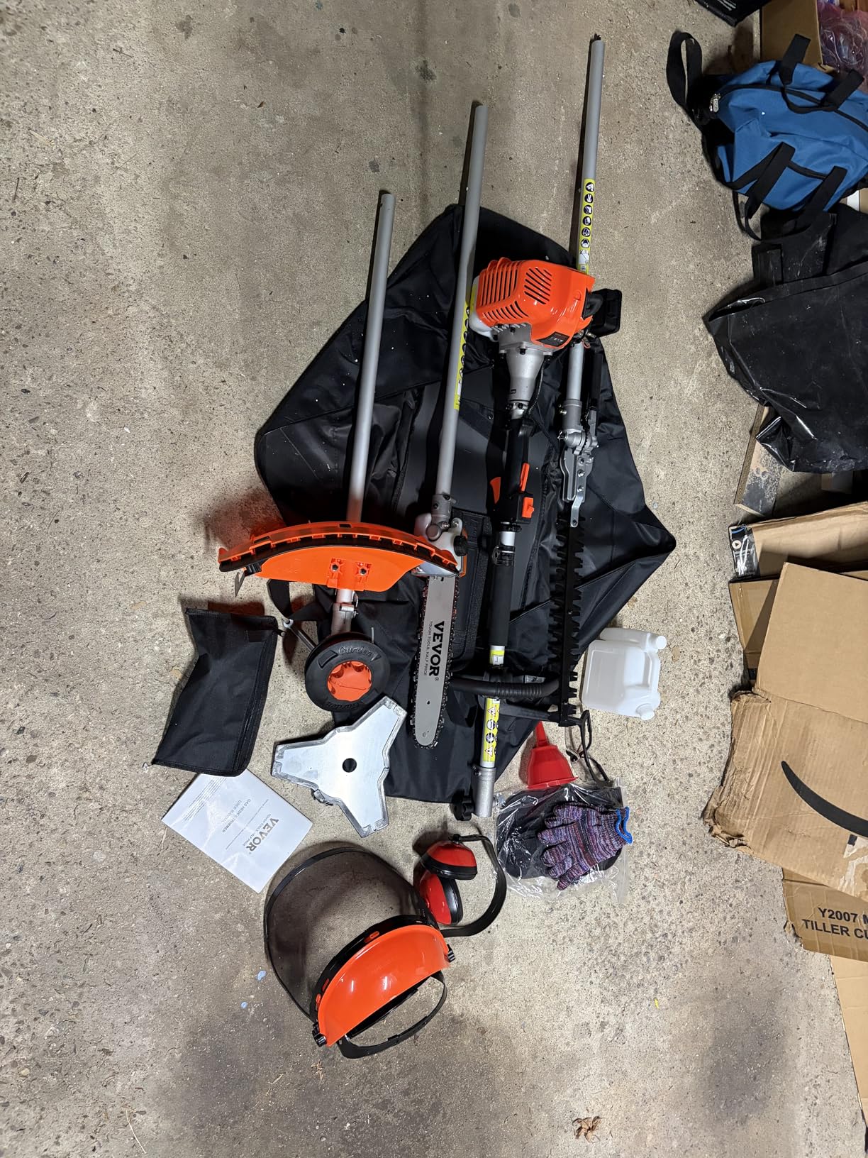 VEVOR 52cc Gas-Powered 6-in-1 Multi-Functional Trimmer - Hedge Trimmer, Brush Cutter, Weed Eater, Edger, Pole Saw & Chainsaw Pruner, EPA, CE & EMC Certified customer photo 1