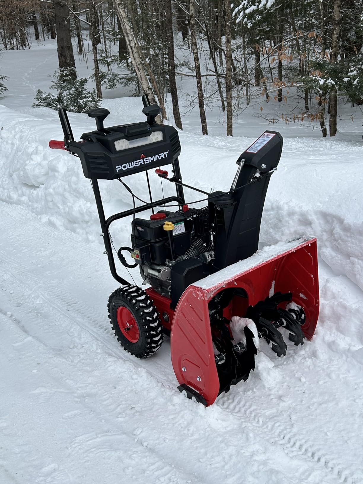 PowerSmart Snow Blower, 24-Inch Gas Powered by B&S 208cc Engine, 120V Electric Start, 13-Inch Snow Tires, Handle Warmer, Two-Stage Snow Blowers with LED Lights customer photo 1