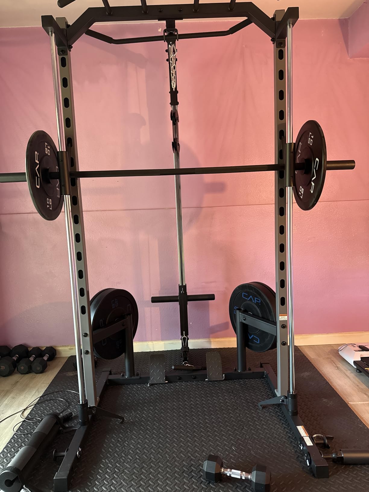 All-in-One Adjustable Smith Machine with LAT-Pull Down System Multi-Function Power Cage for Home Gym Cable Crossover Squat Rack of Workout Machine Training Equipment with Attachments customer photo 1
