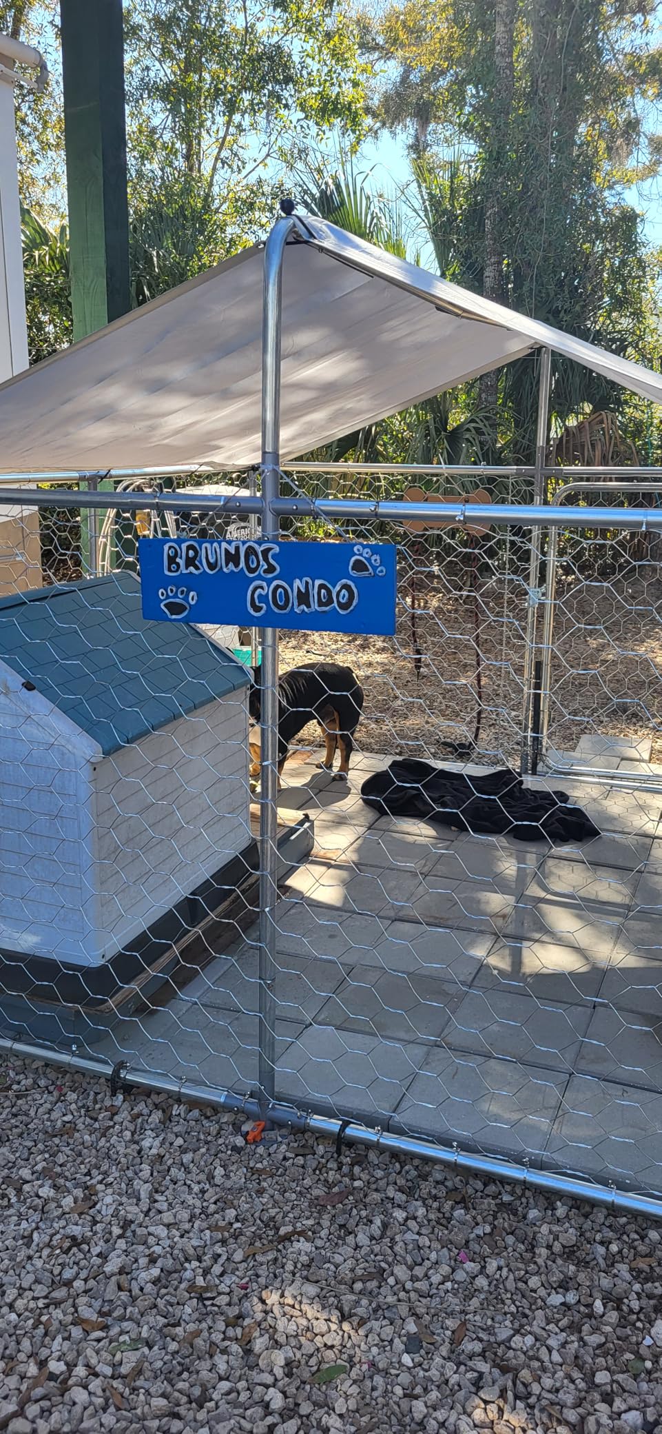 7.8'x7.8' Large Outdoor Dog Kennel, Heavy Duty Dog Enclosure with Roof, Weather Resistant Cover and Security Lock customer photo 1