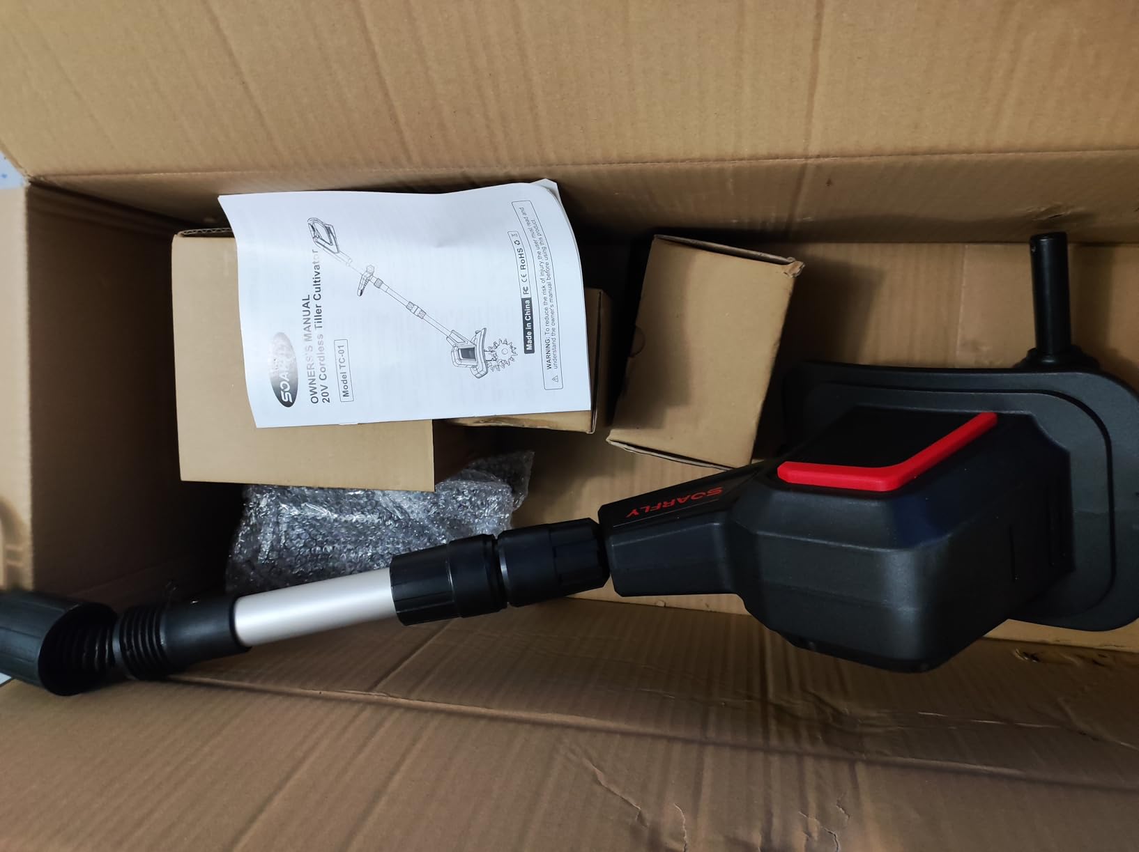 SOARFLY Upgraded Cordless Electric Tiller for Gardening, Total 8.0Ah Battery Powered Mini Cultivator with 2x4.0AH Batteries, 9
