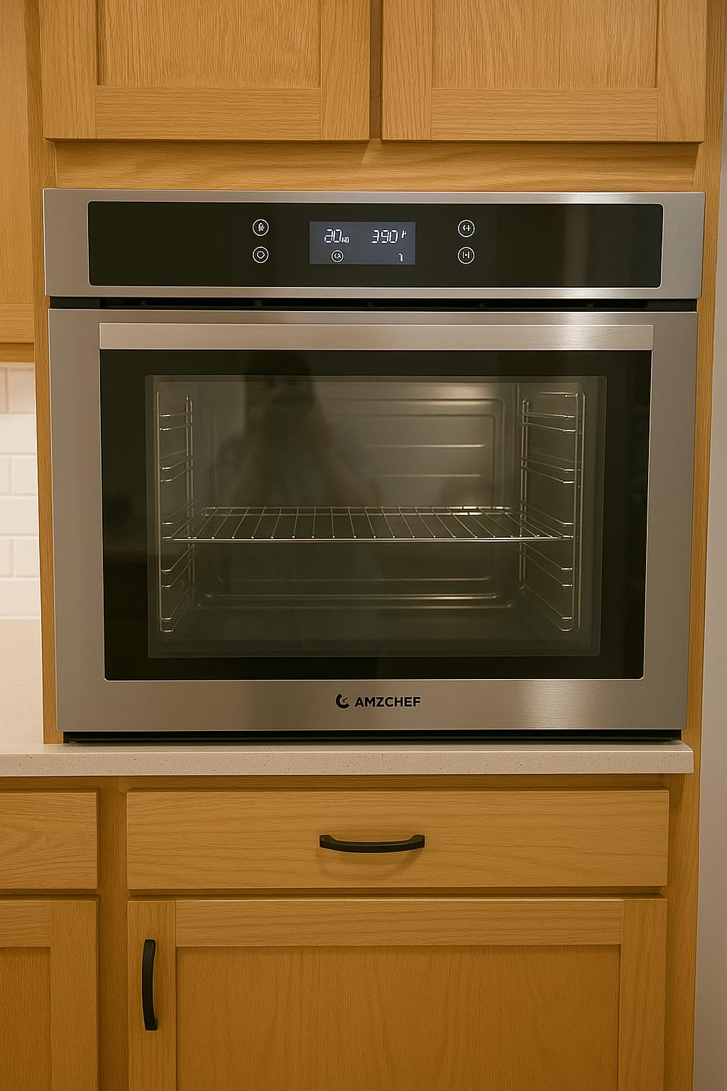 AMZCHEF 24 inch Electric Single Wall Oven, 2200w, 2.5 Cu.Ft, Convection Oven with 6 Cooking Modes, Mechanical Knobs Control, Stainless Steel customer photo 1