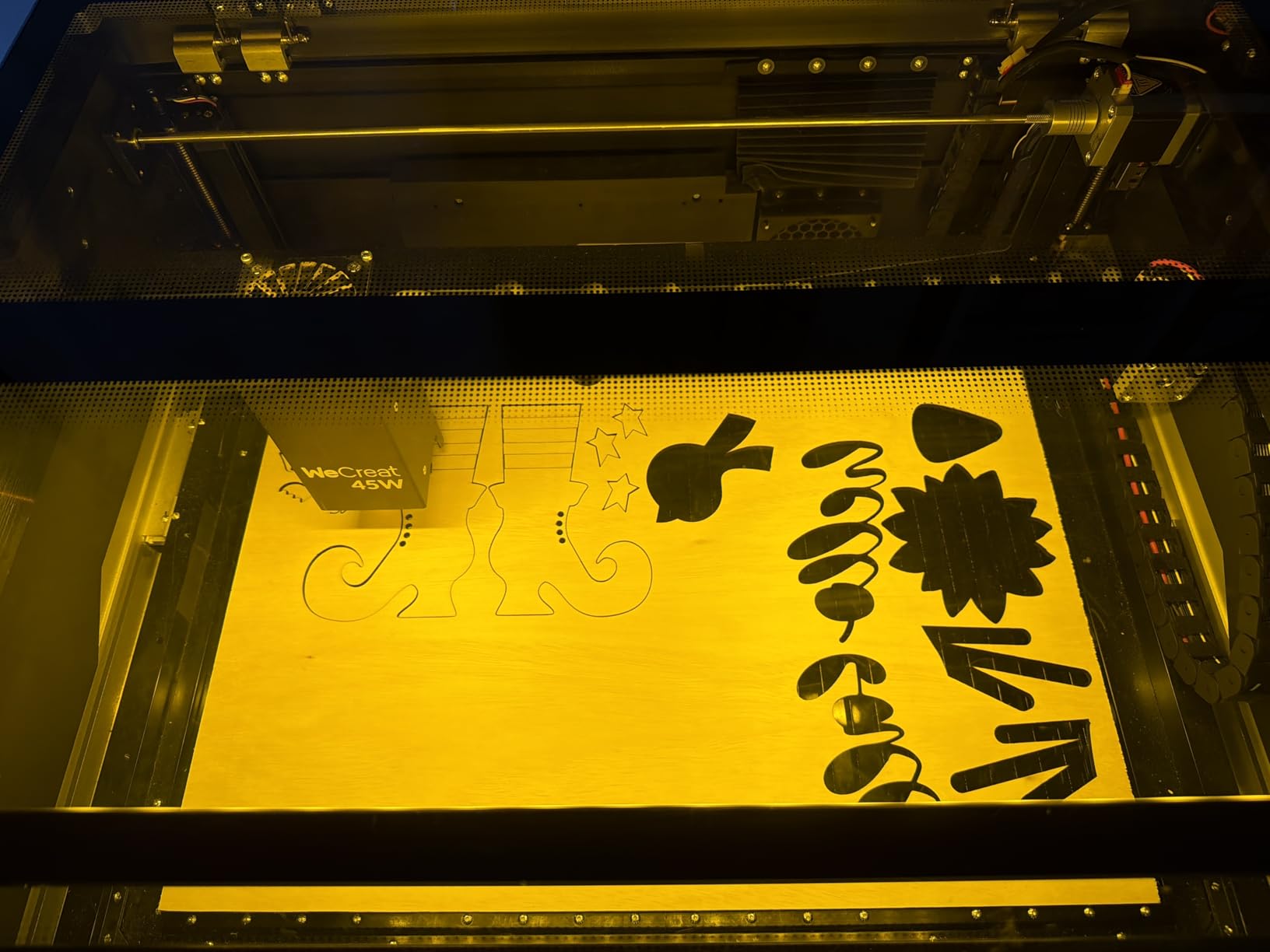 WeCreat Vision Pro 45W Laser Engraver and Cutter with Rotary Pro, HD Camera & Auto-Lifting, Laser Cutter Cuts 1