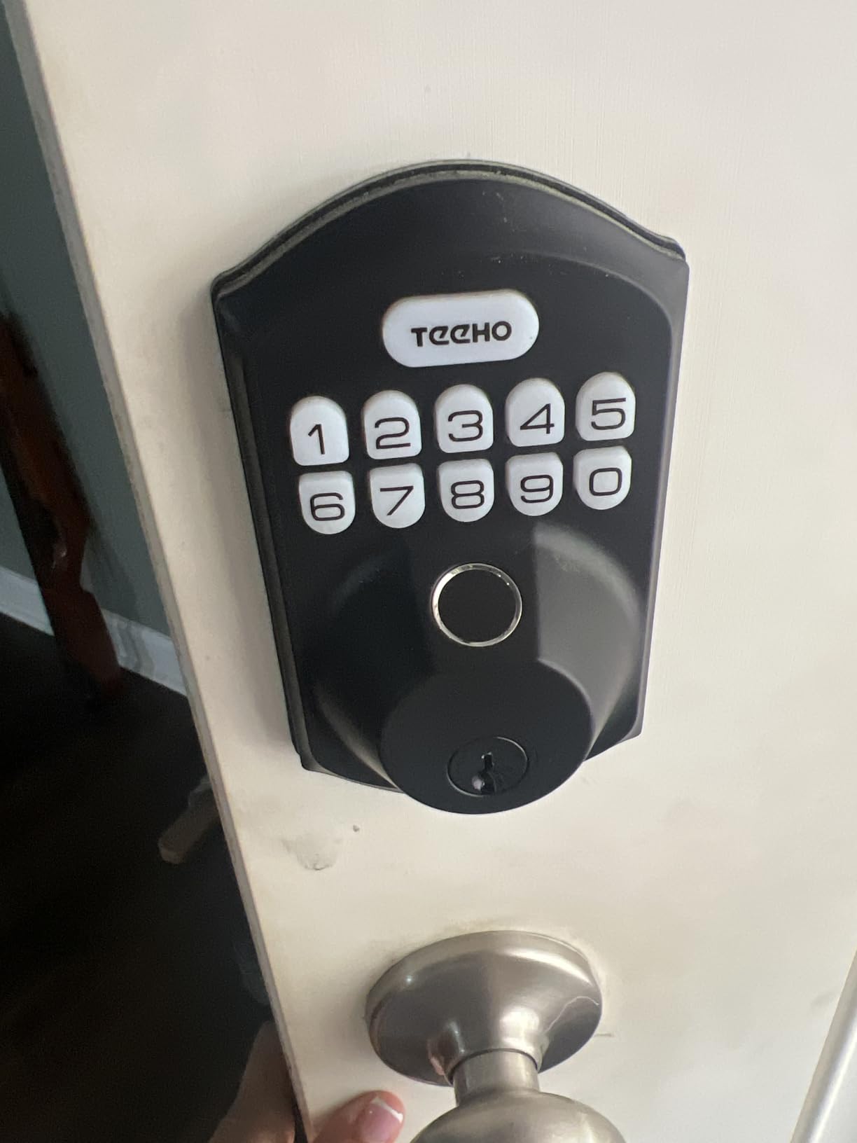 TEEHO TE012W WiFi Smart Lock Fingerprint Door Lock with Built-in Wi-Fi Keyless Entry Keypad Smart Deadbolt App Remote Control Alexa Compatible IP55 Waterproof for Front Door Satin Nickel customer photo 2