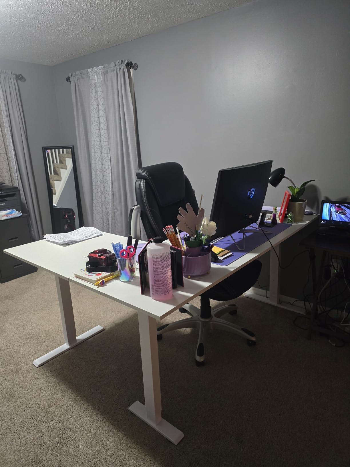 Casaottima 63 Inch Electric L-Shaped Standing Desk, Reversible Corner Desk with Height Adjustment customer photo 1